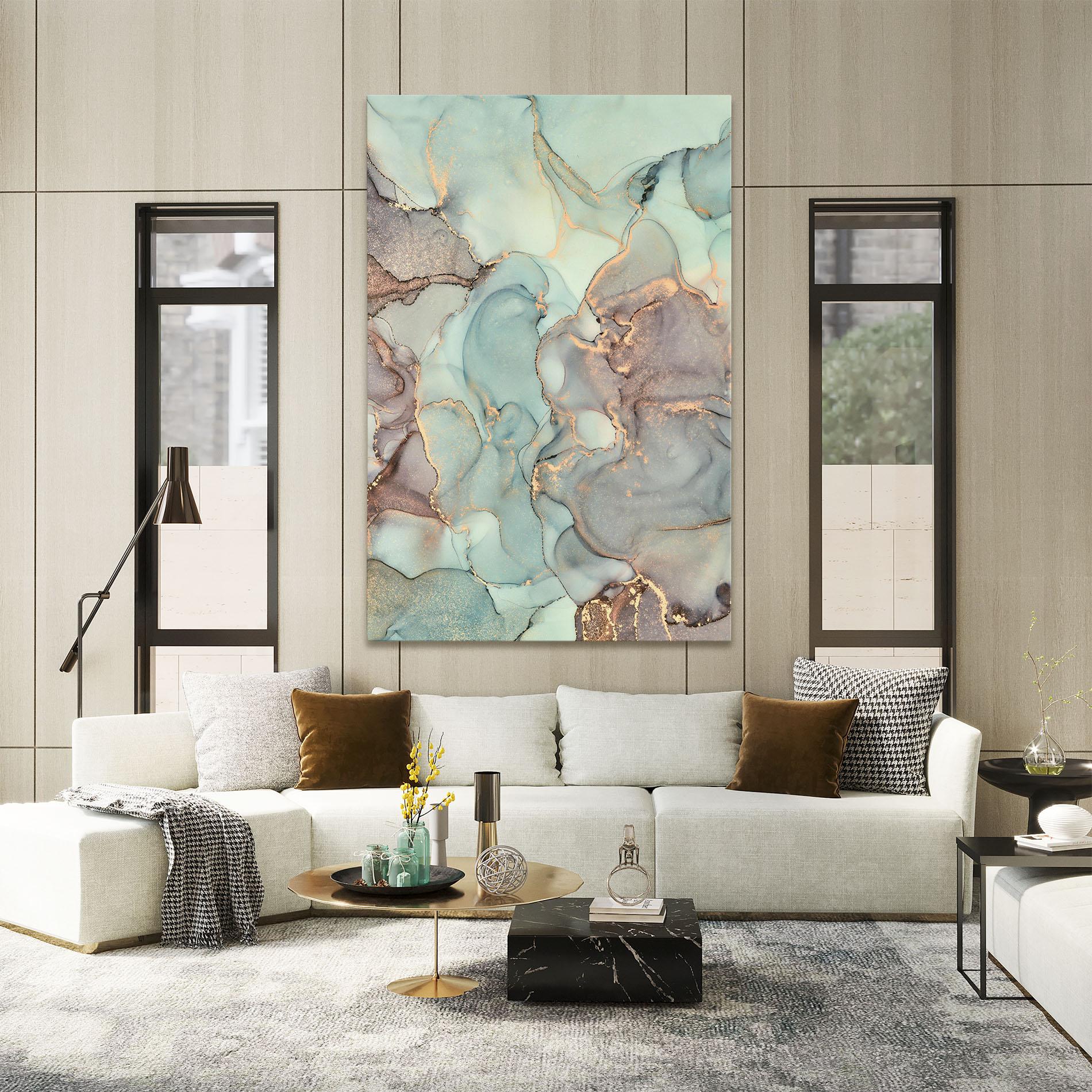 Leinwandbild Abstract Turquoise Marble mockup 2