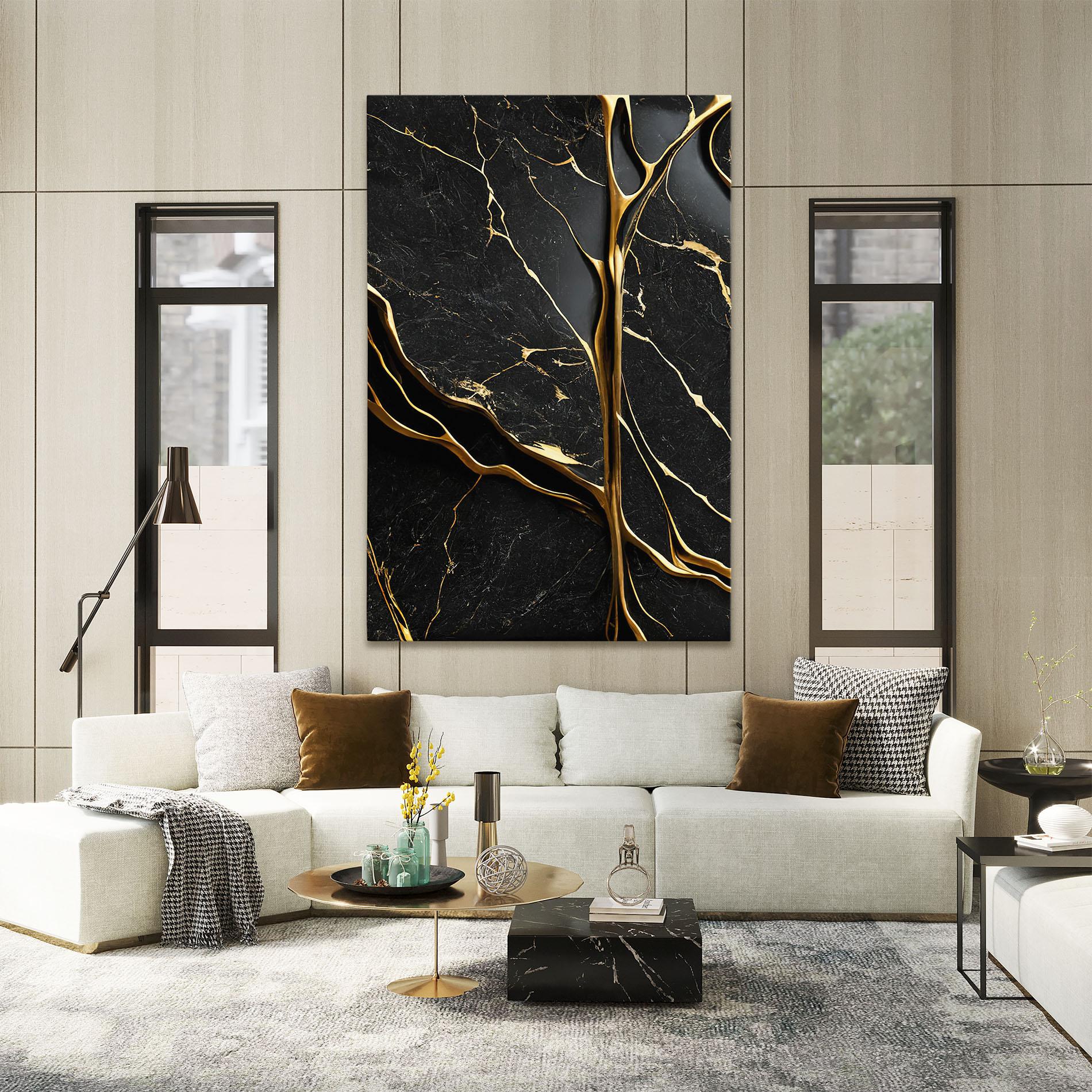 Leinwandbild Black Square Marble mockup 2