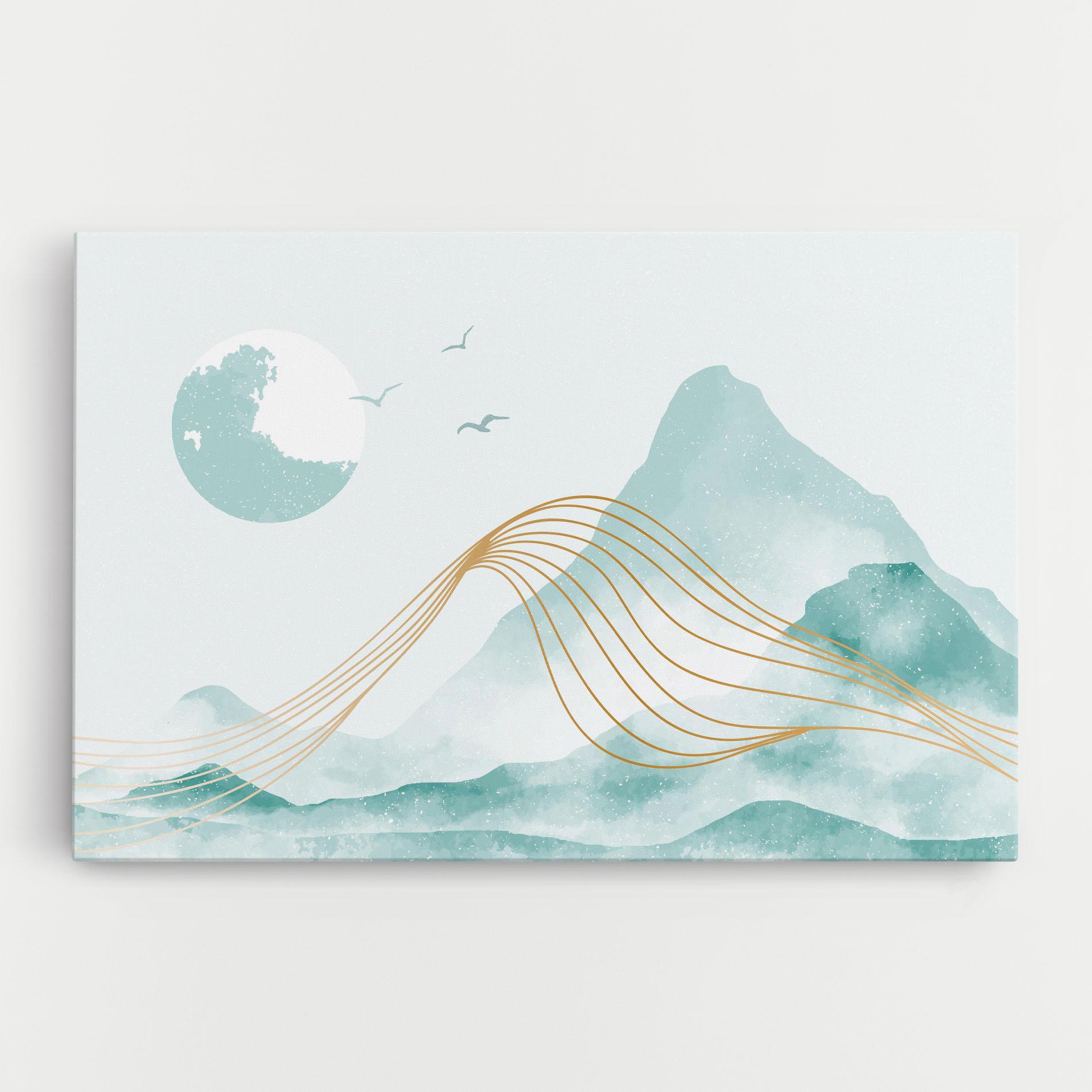 Leinwandbild Gold Line Mountain mockup 0