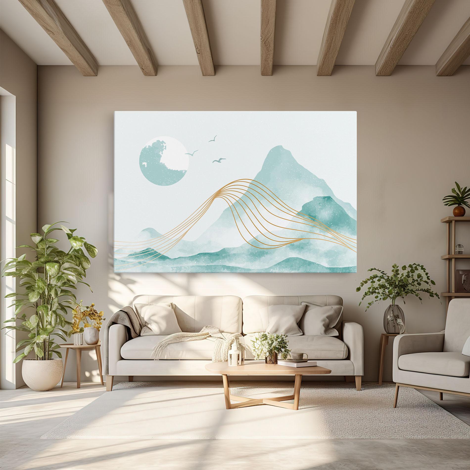 Leinwandbild Gold Line Mountain mockup 6