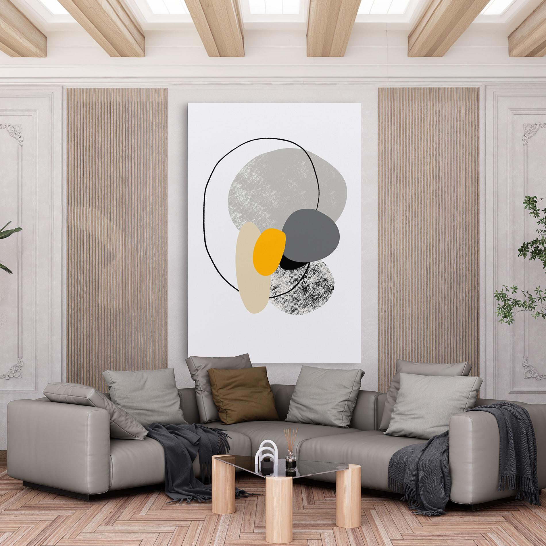 Leinwandbild Grey Orange Shape mockup 6