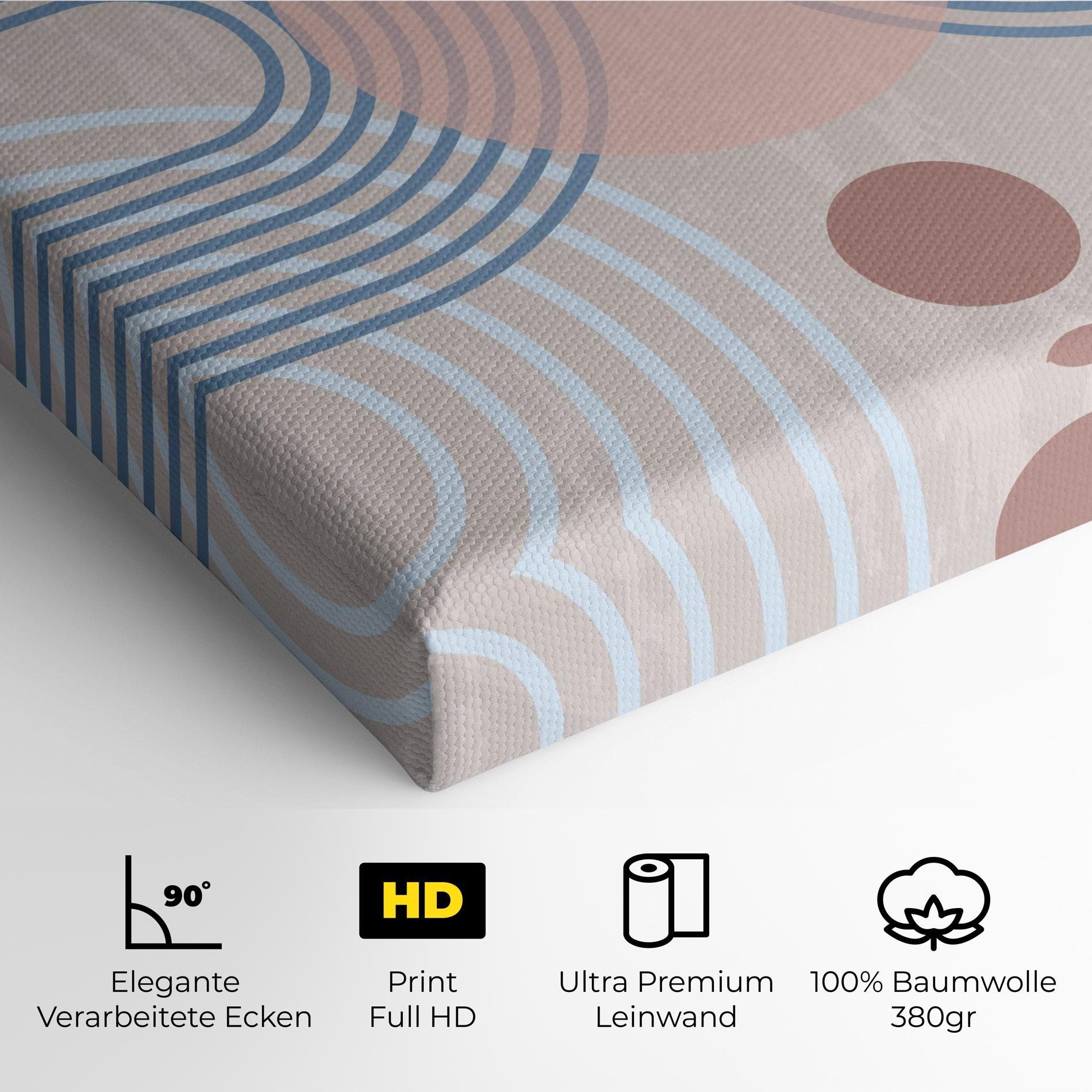 Leinwandbild Blue Lines On Pink mockup 4