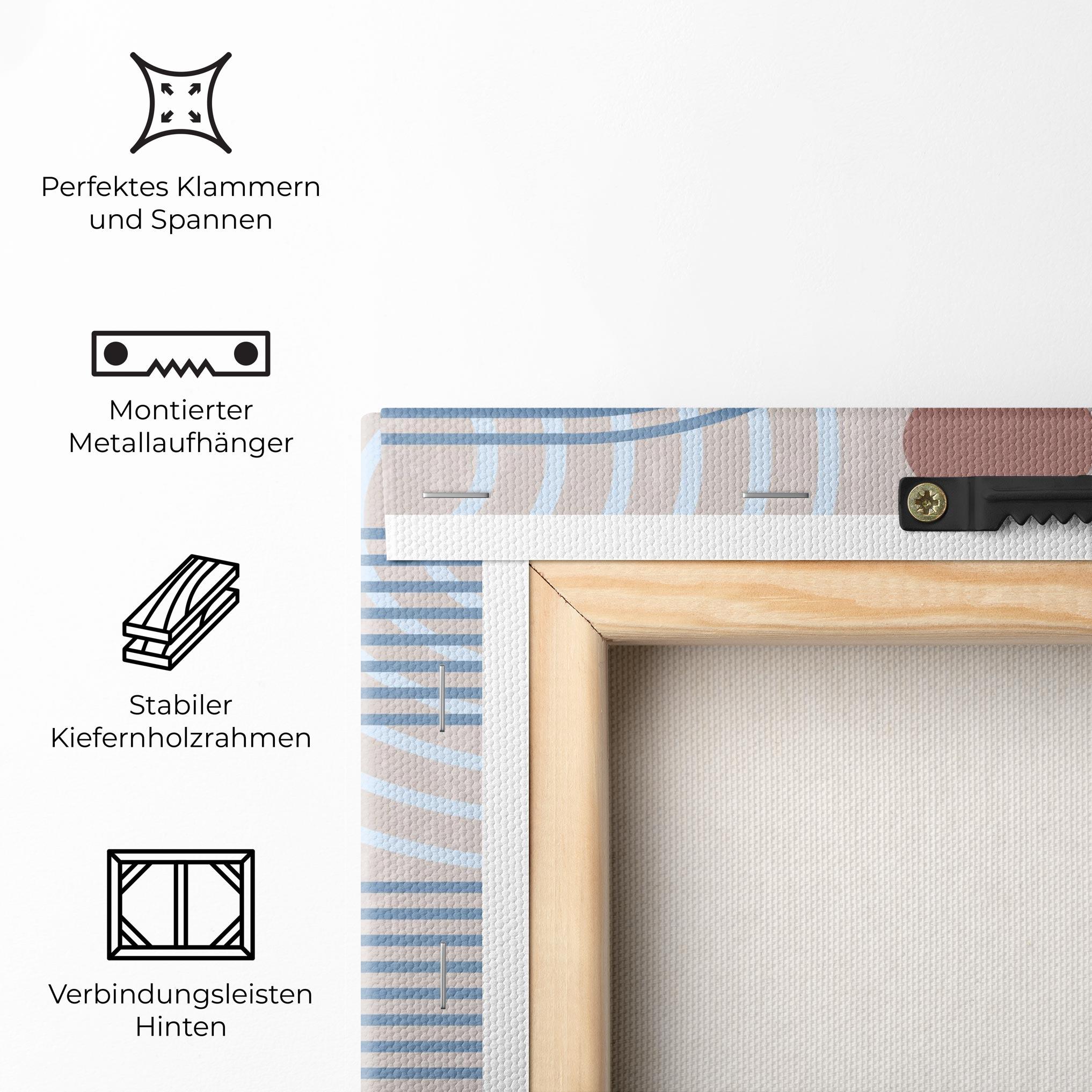 Leinwandbild Blue Lines On Pink mockup 5