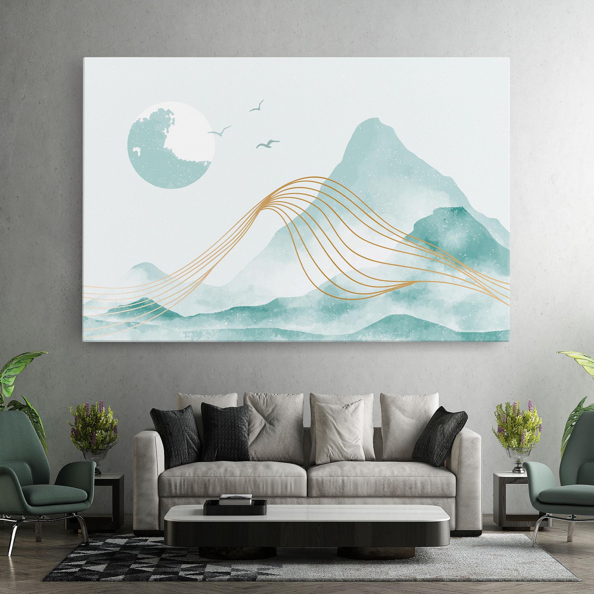 Leinwandbild Gold Line Mountain mockup 7