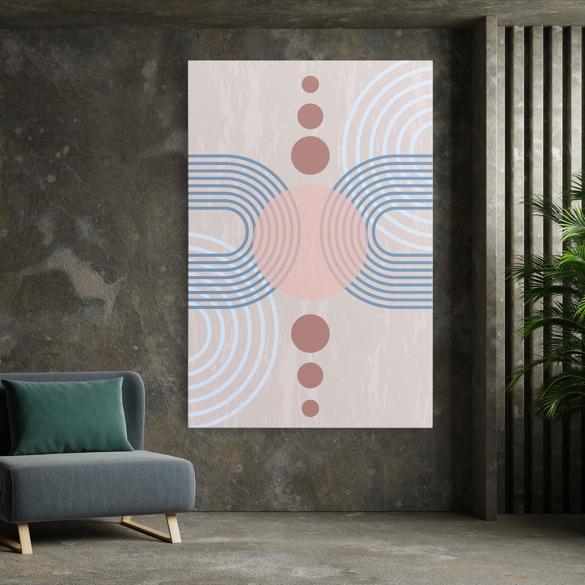 Leinwandbild Blue Lines On Pink mockup 7