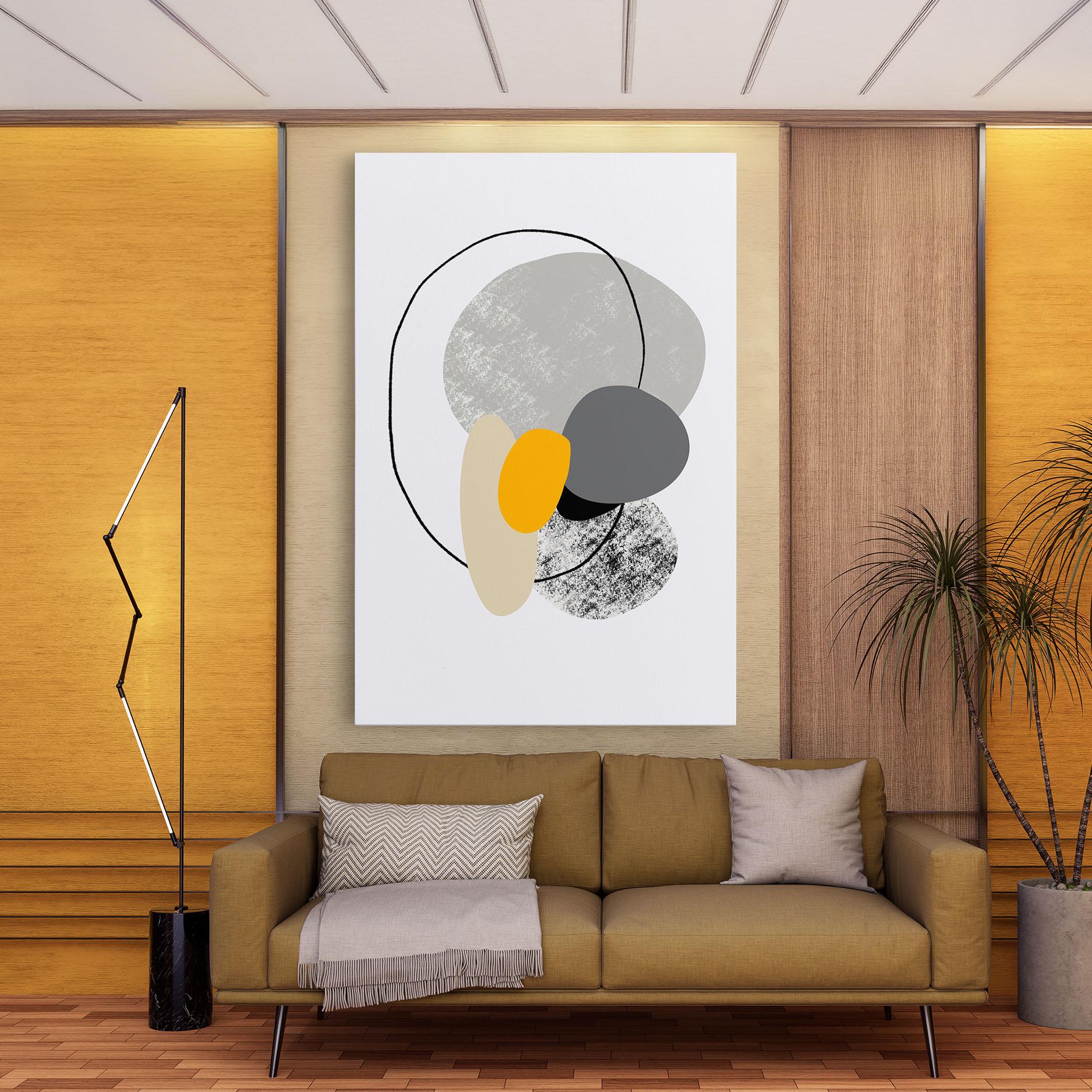 Leinwandbild Grey Orange Shape mockup 9