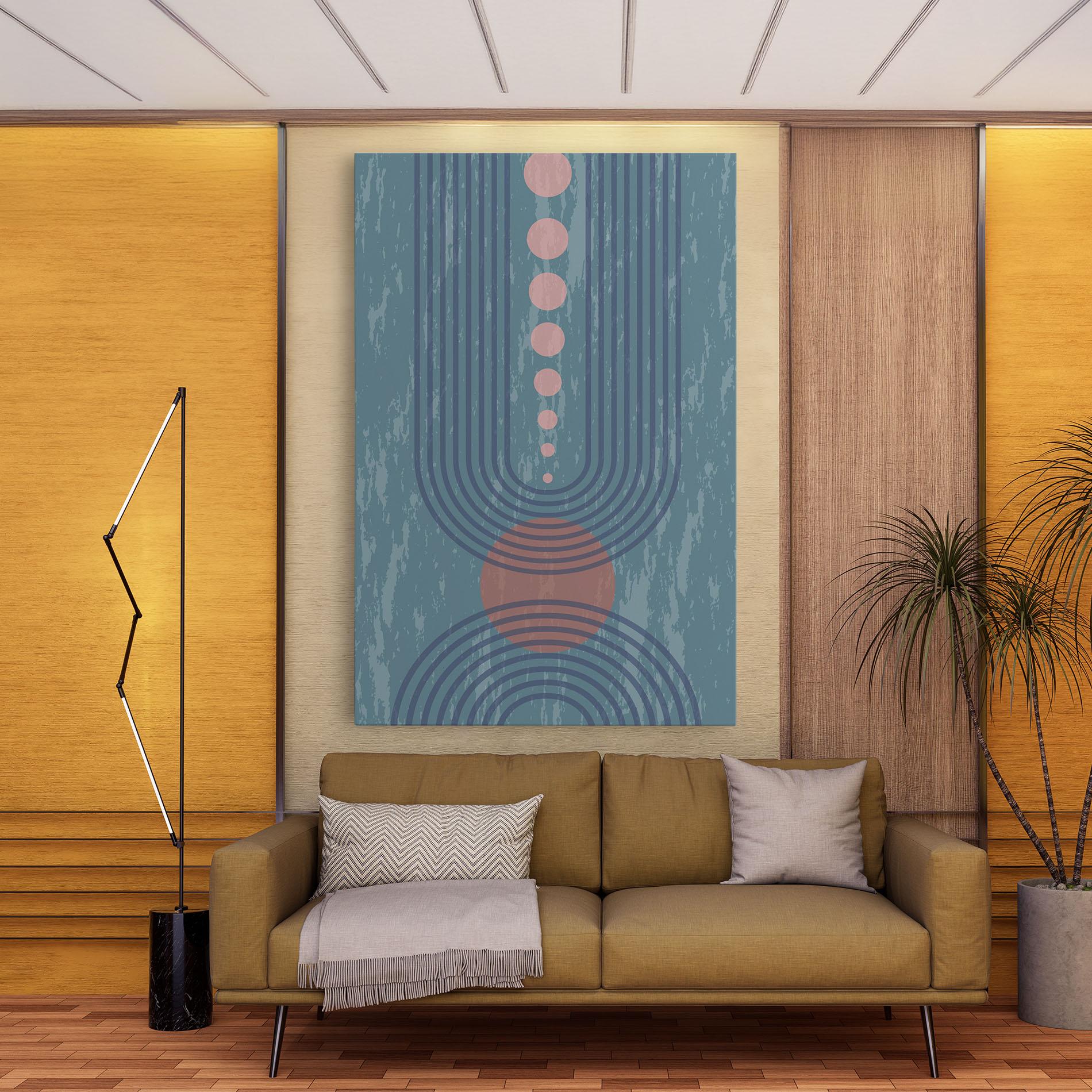 Leinwandbild Pink Circle On Blue mockup 9