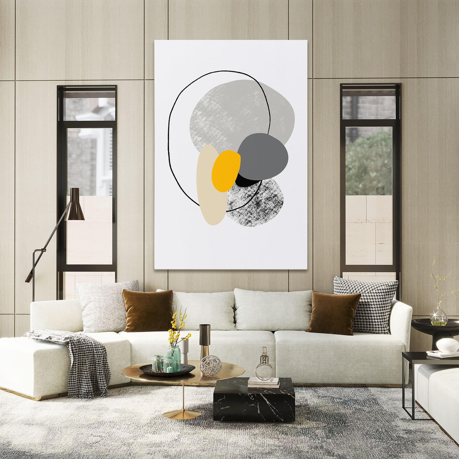 Leinwandbild Grey Orange Shape mockup 2