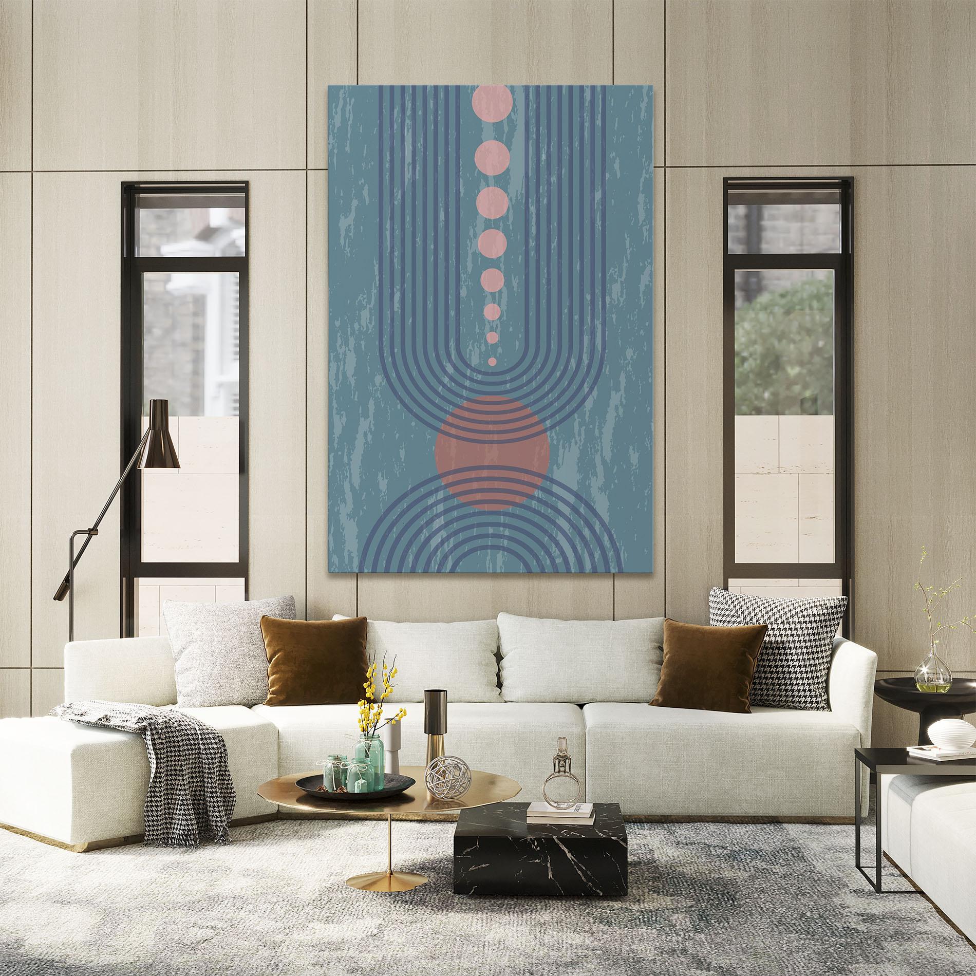 Leinwandbild Pink Circle On Blue mockup 2