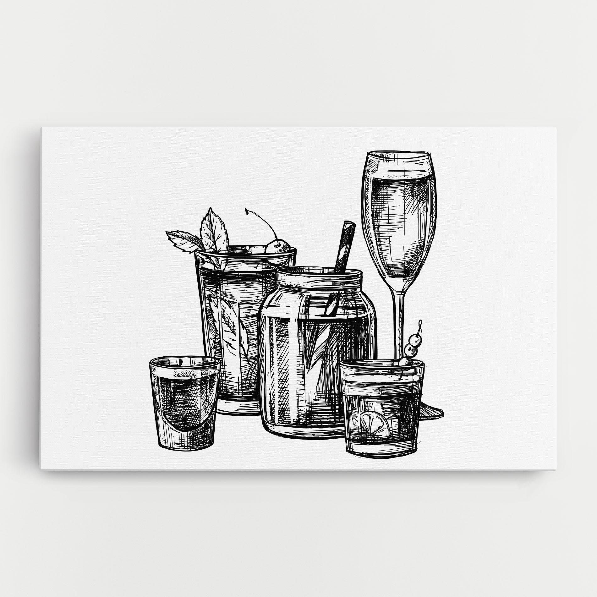 Leinwandbild Black Line Drinks mockup 0