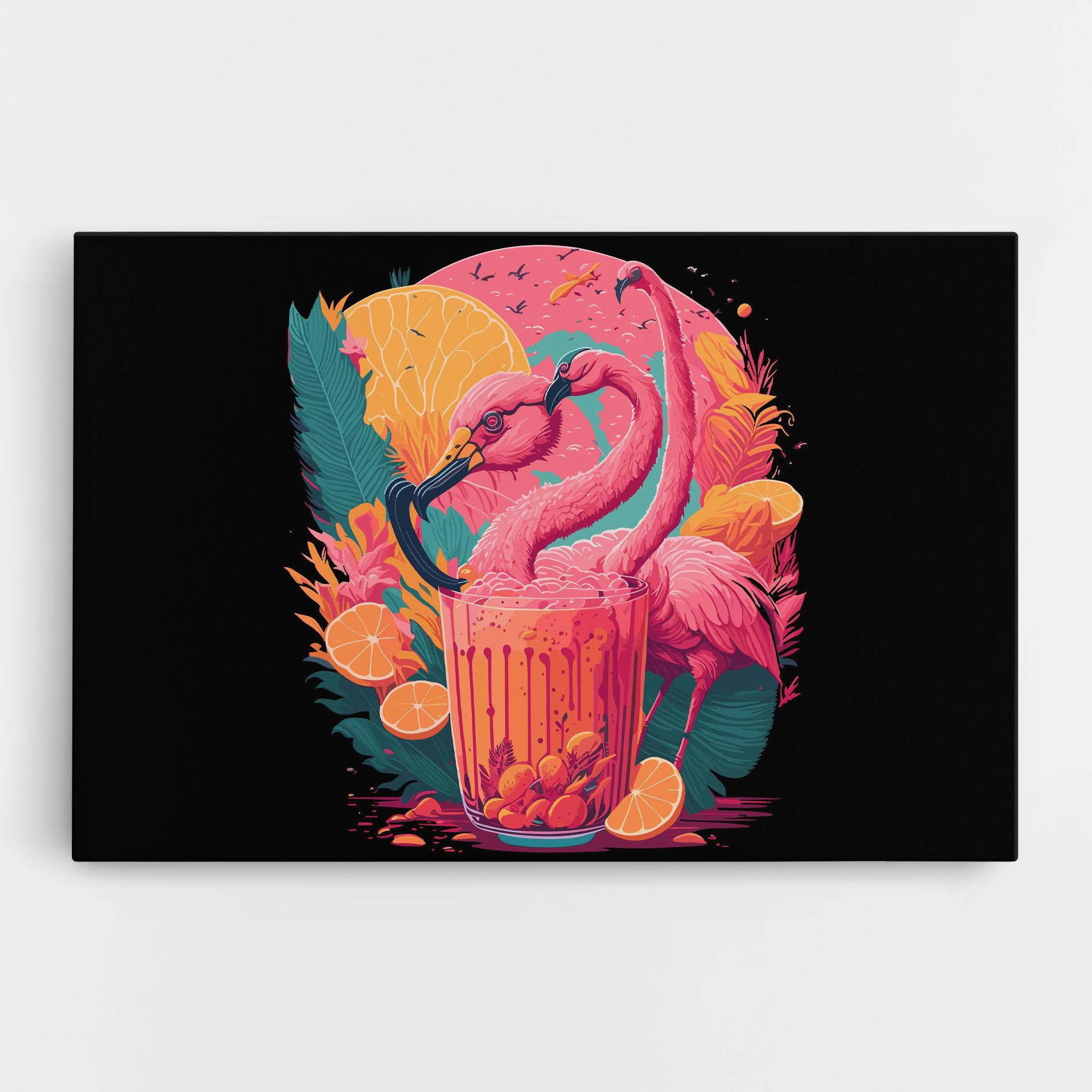 Leinwandbild Pink Bird Drink mockup 0