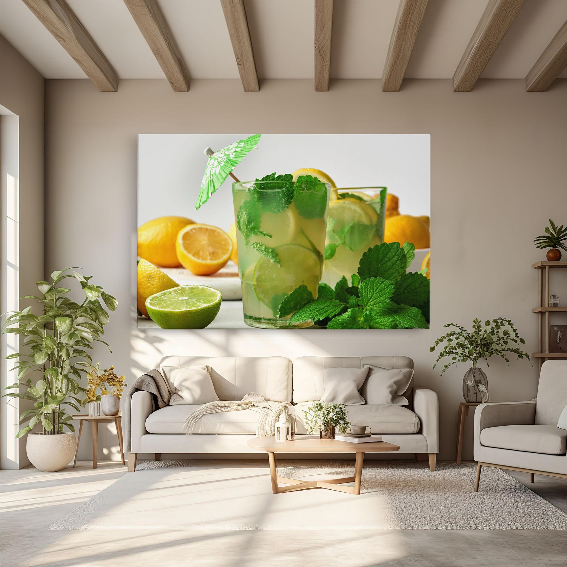 Leinwandbild Mint Leaves Lemonade mockup 6