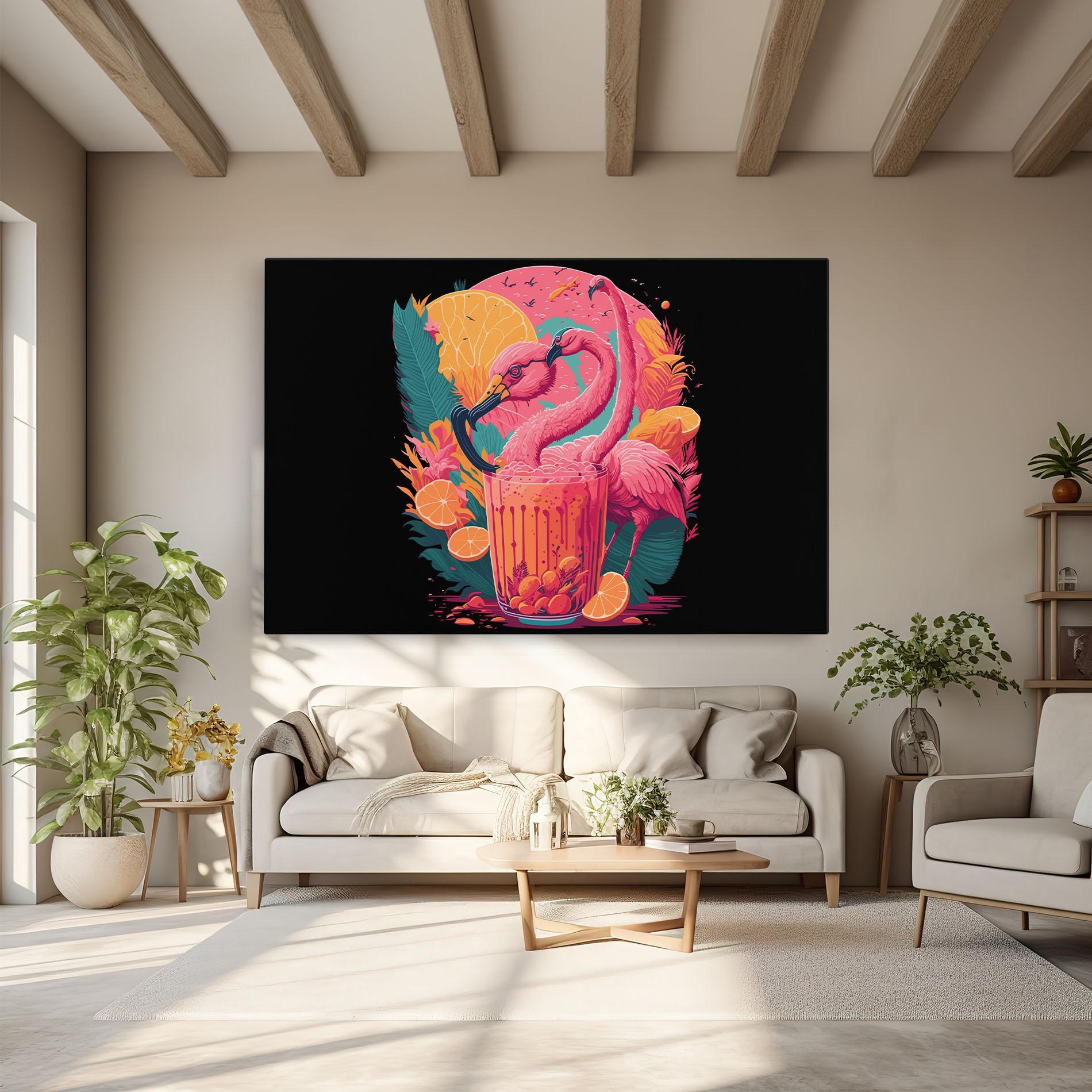 Leinwandbild Pink Bird Drink mockup 6