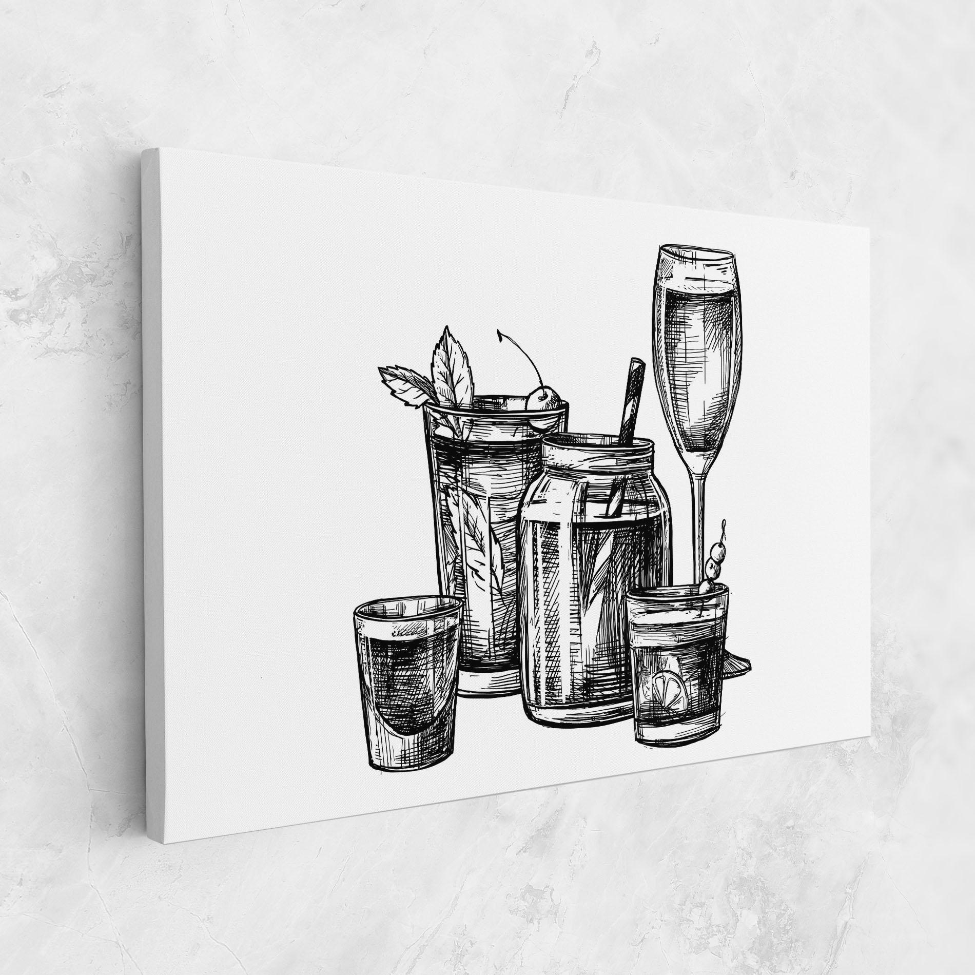Leinwandbild Black Line Drinks mockup 1