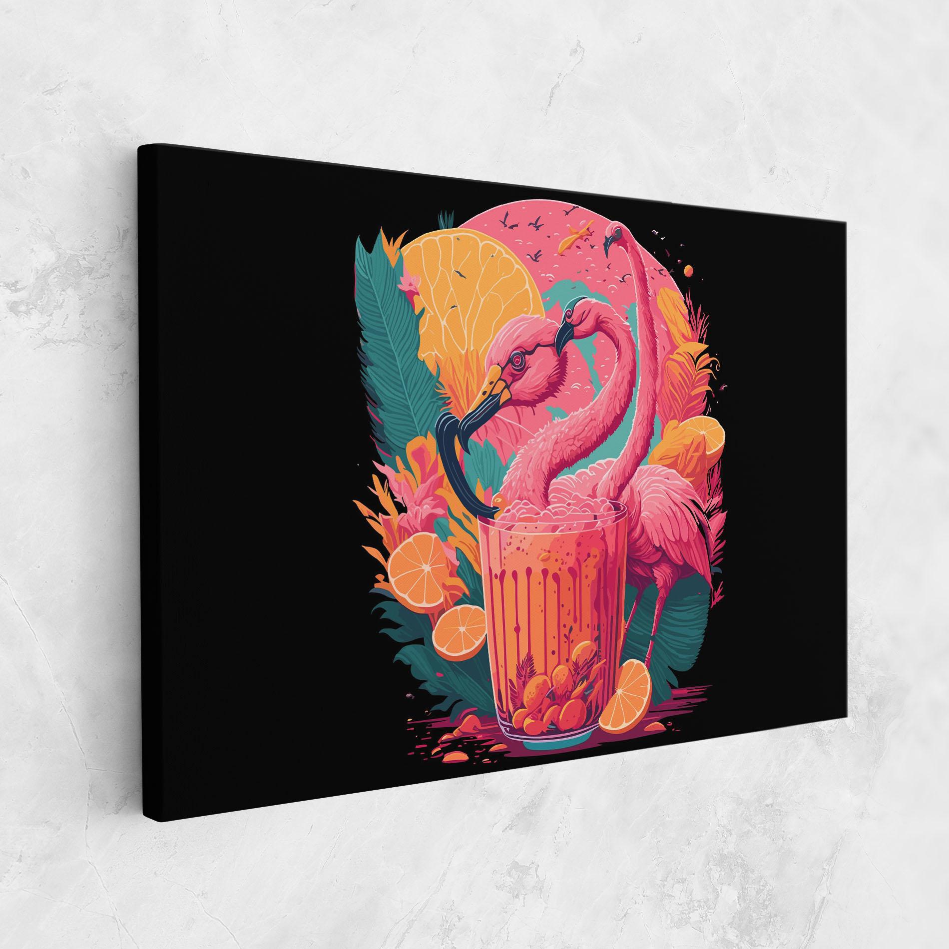 Leinwandbild Pink Bird Drink mockup 1