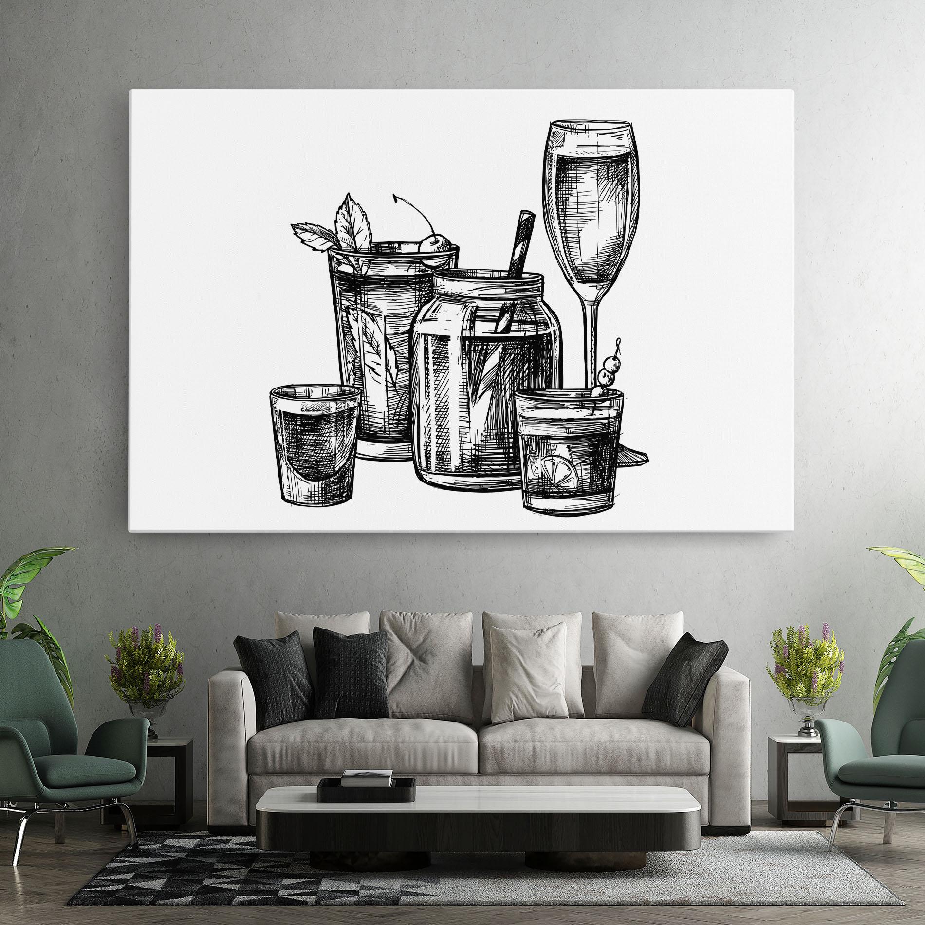 Leinwandbild Black Line Drinks mockup 7