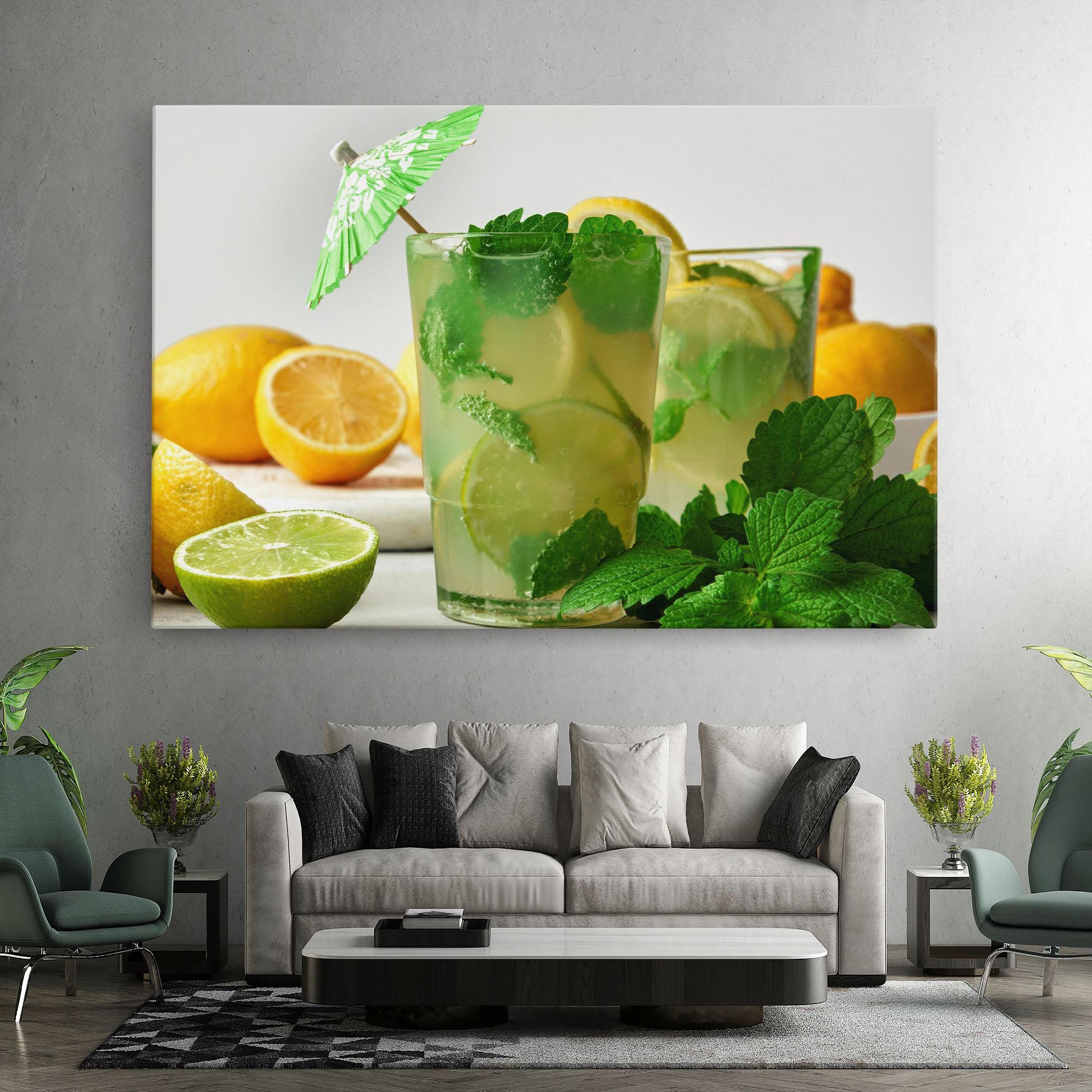 Leinwandbild Mint Leaves Lemonade mockup 7