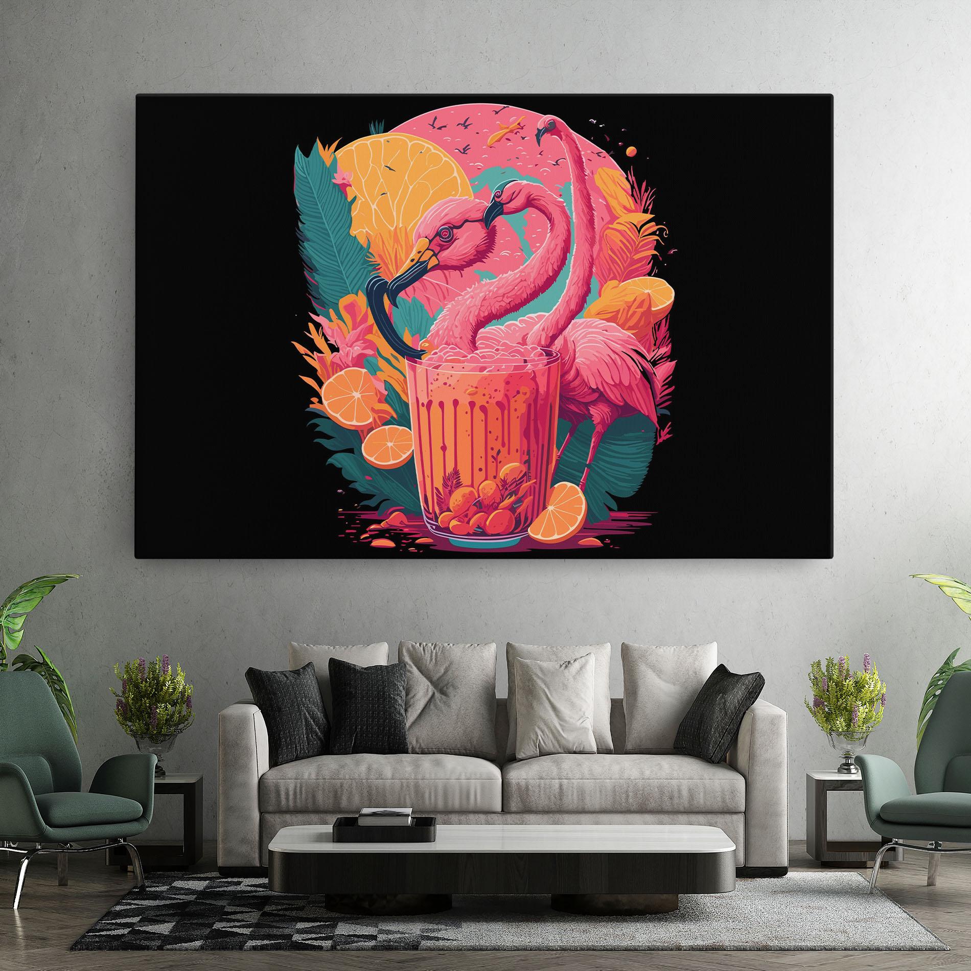 Leinwandbild Pink Bird Drink mockup 7