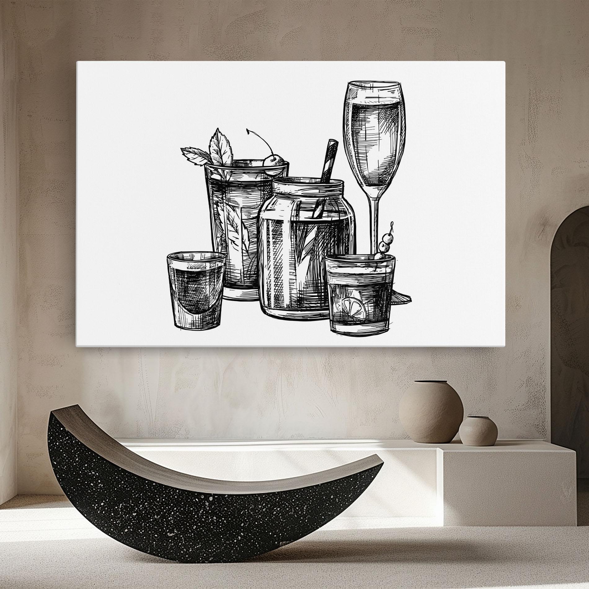 Leinwandbild Black Line Drinks mockup 8
