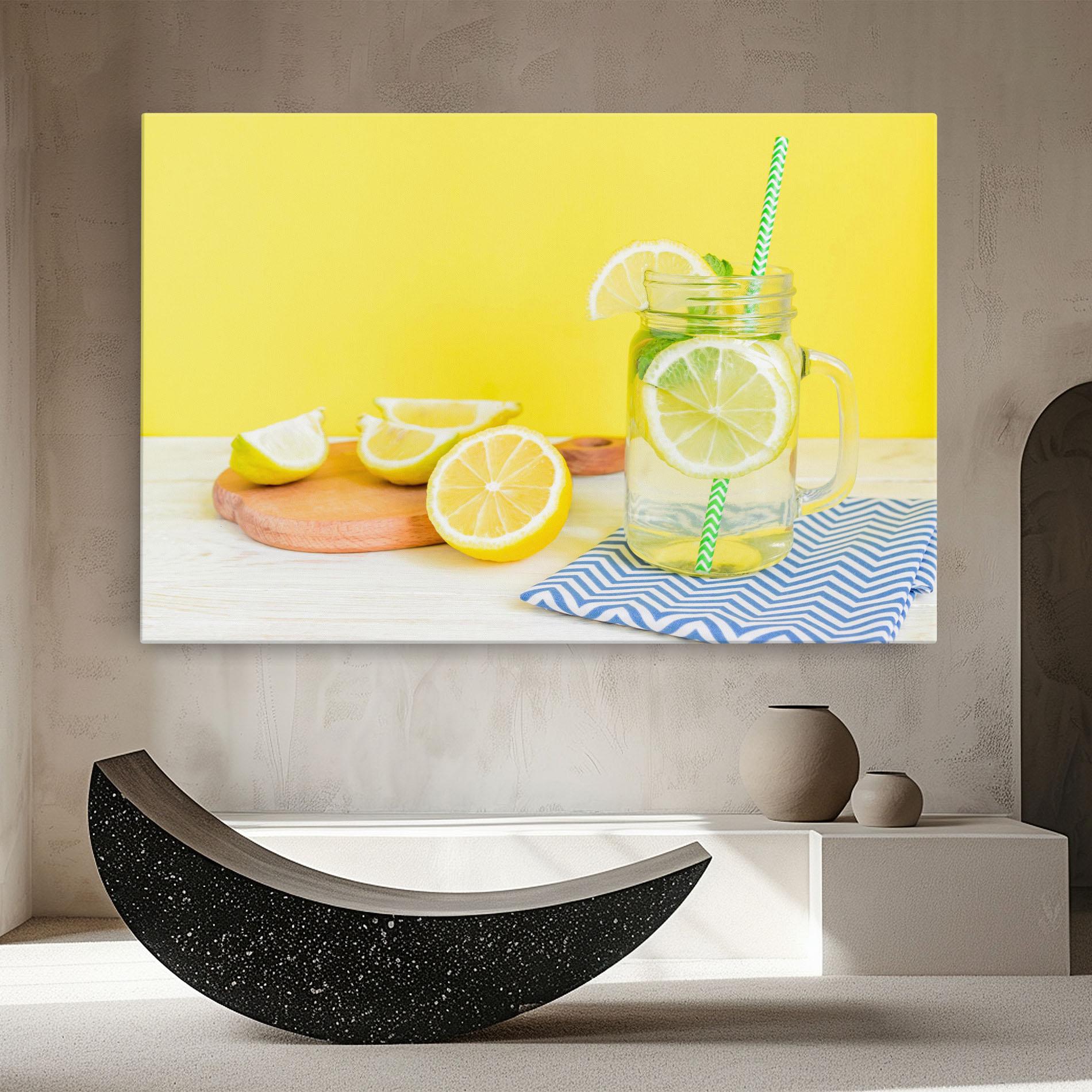 Leinwandbild Citrus Lemonade Water mockup 8
