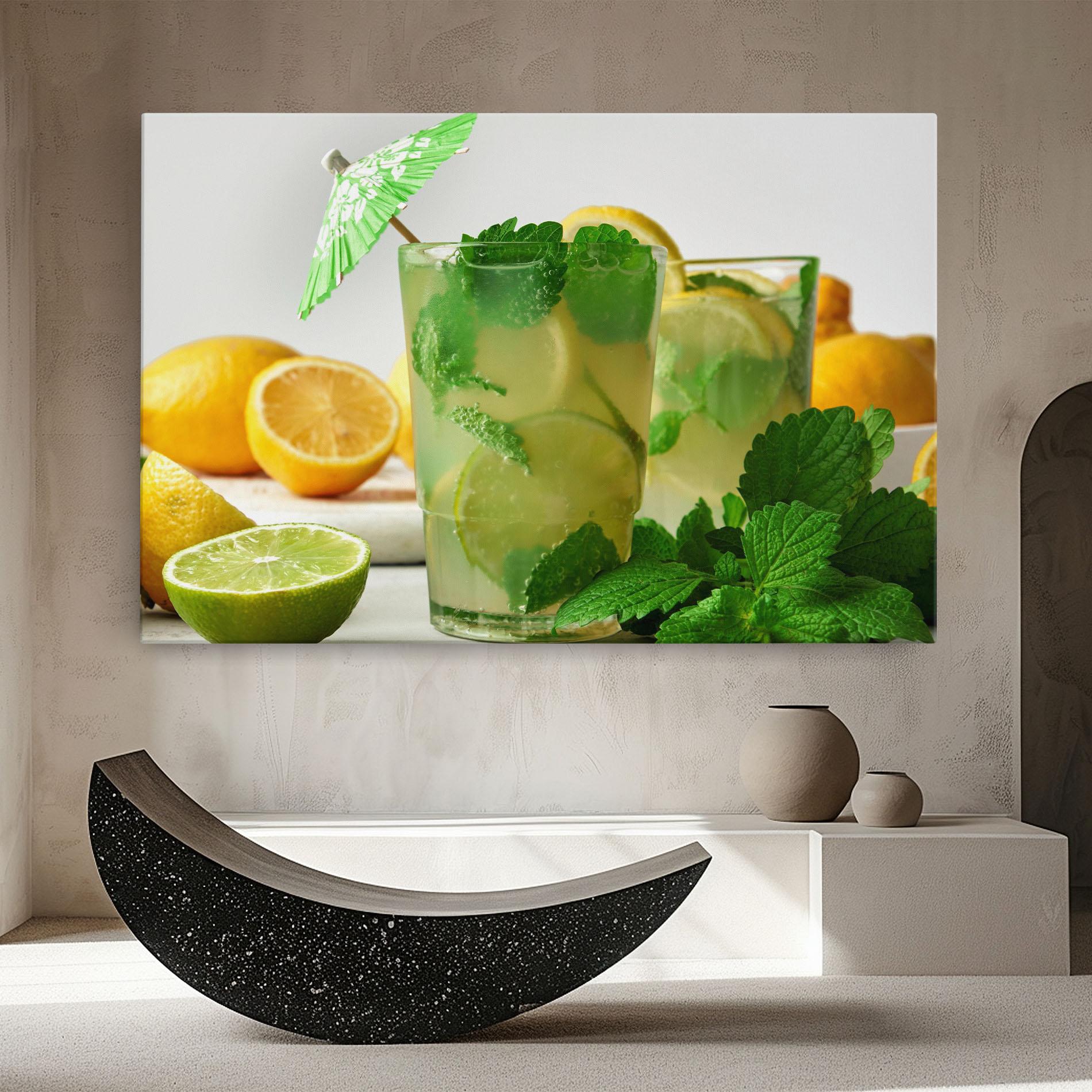 Leinwandbild Mint Leaves Lemonade mockup 8