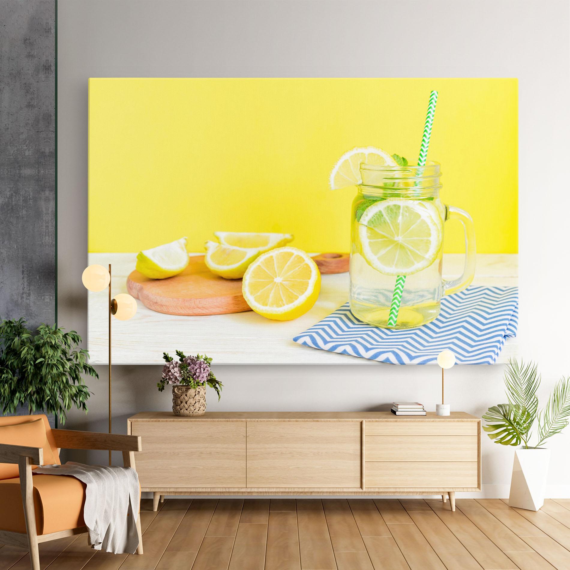 Leinwandbild Citrus Lemonade Water mockup 9