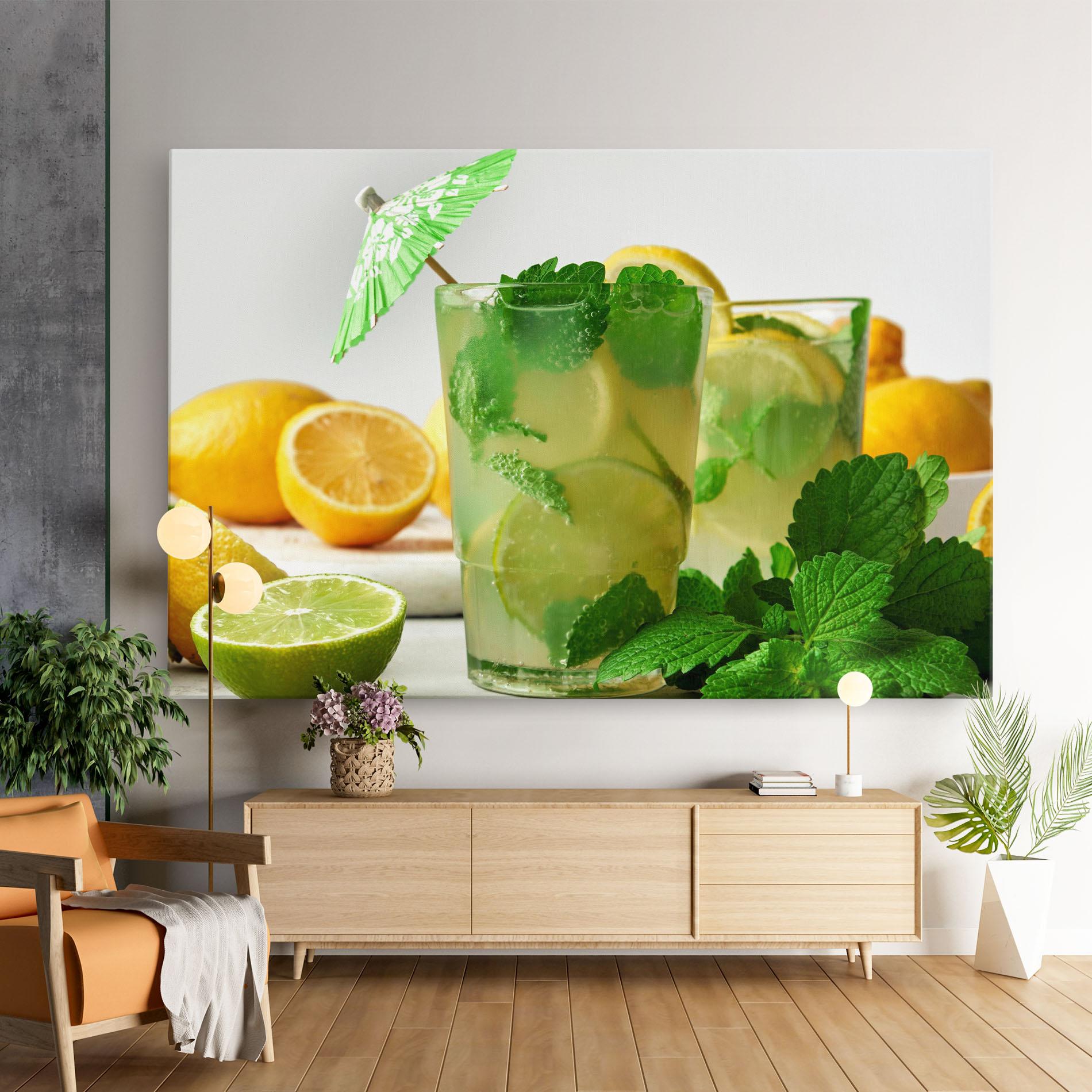 Leinwandbild Mint Leaves Lemonade mockup 9
