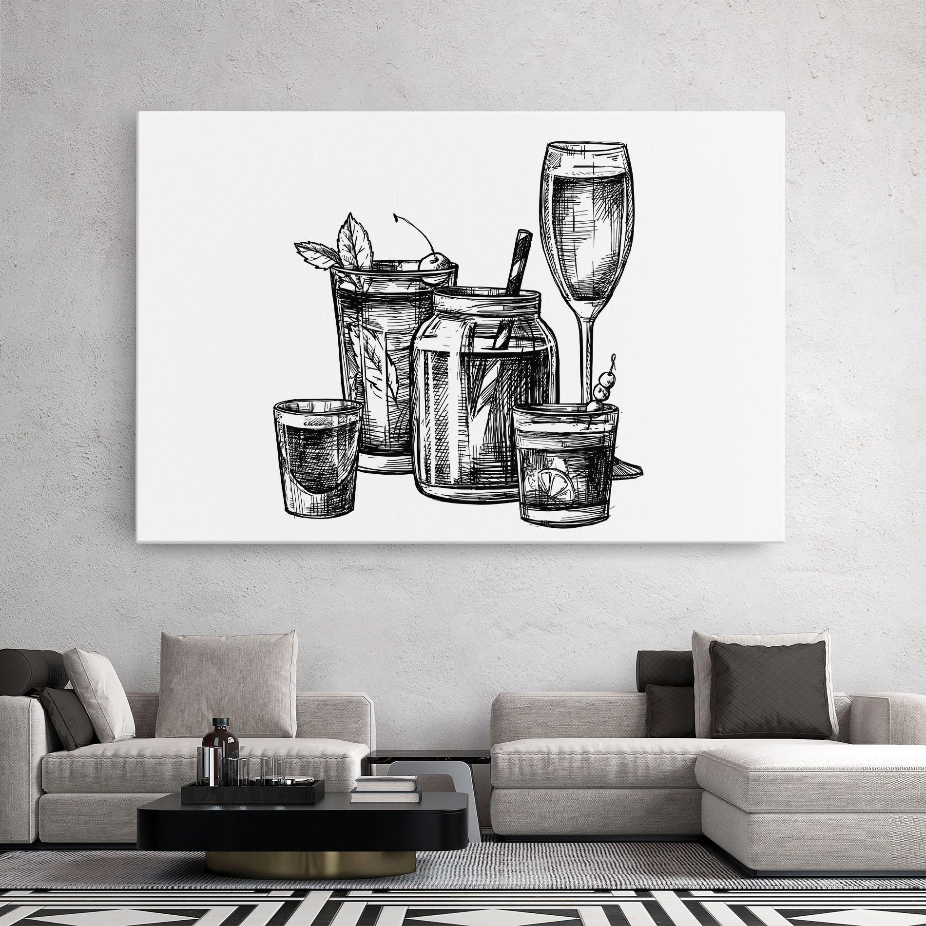 Leinwandbild Black Line Drinks mockup 2