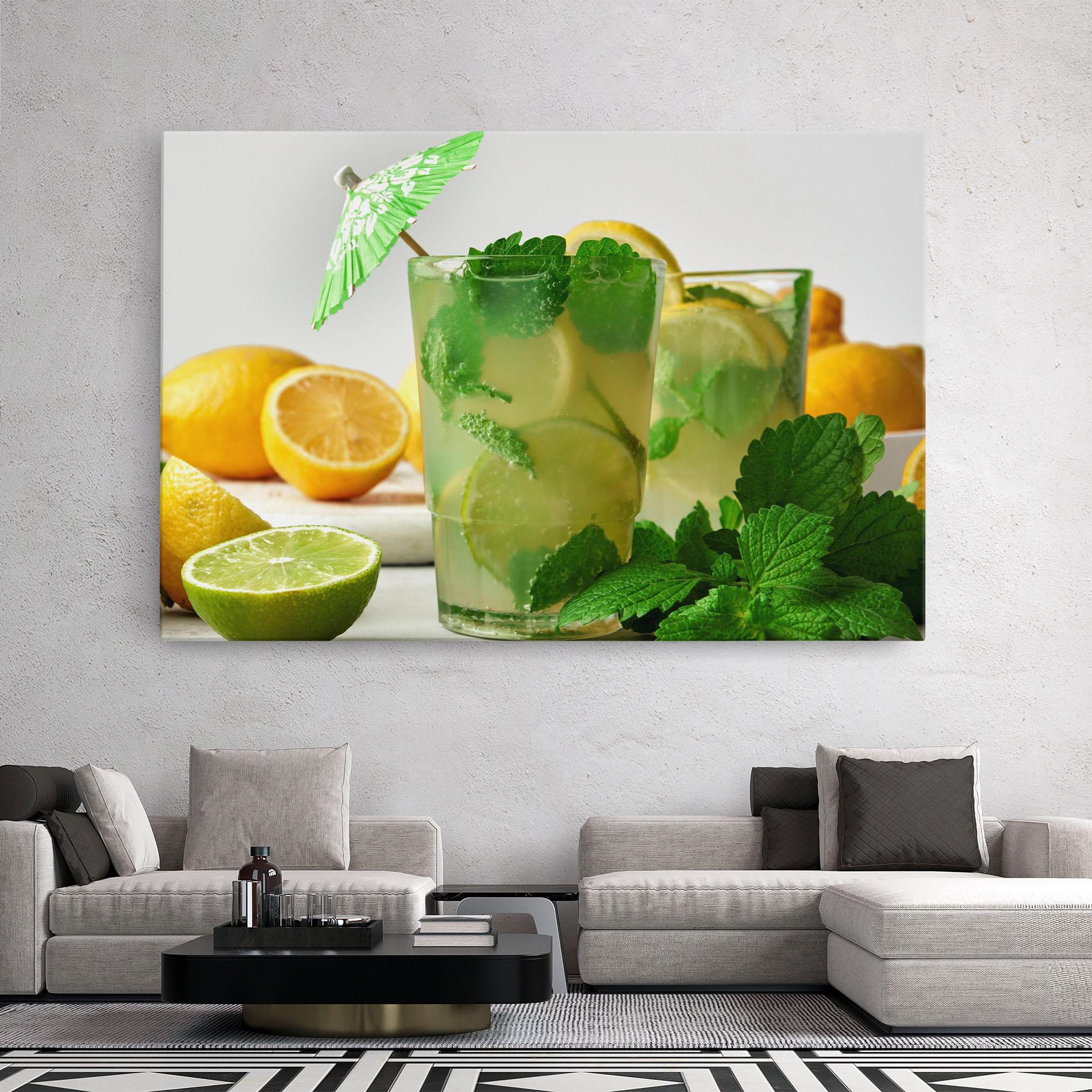 Leinwandbild Mint Leaves Lemonade mockup 2
