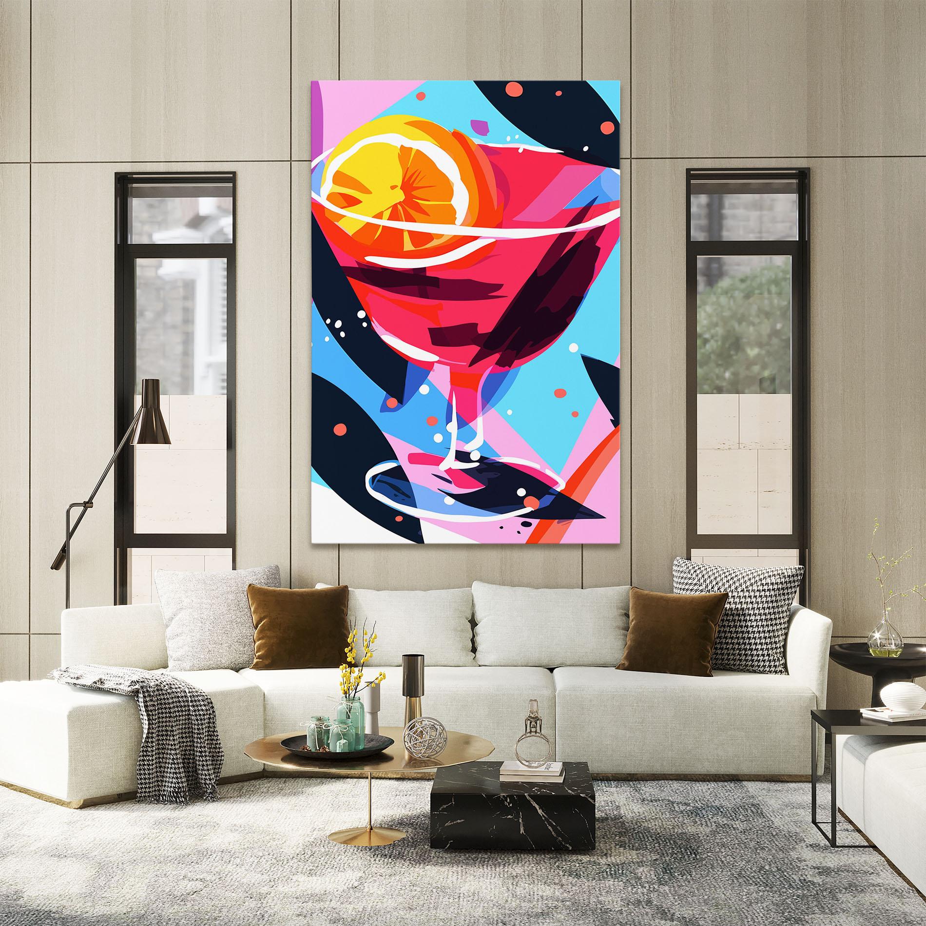 Leinwandbild Red Cocktail Art mockup 2