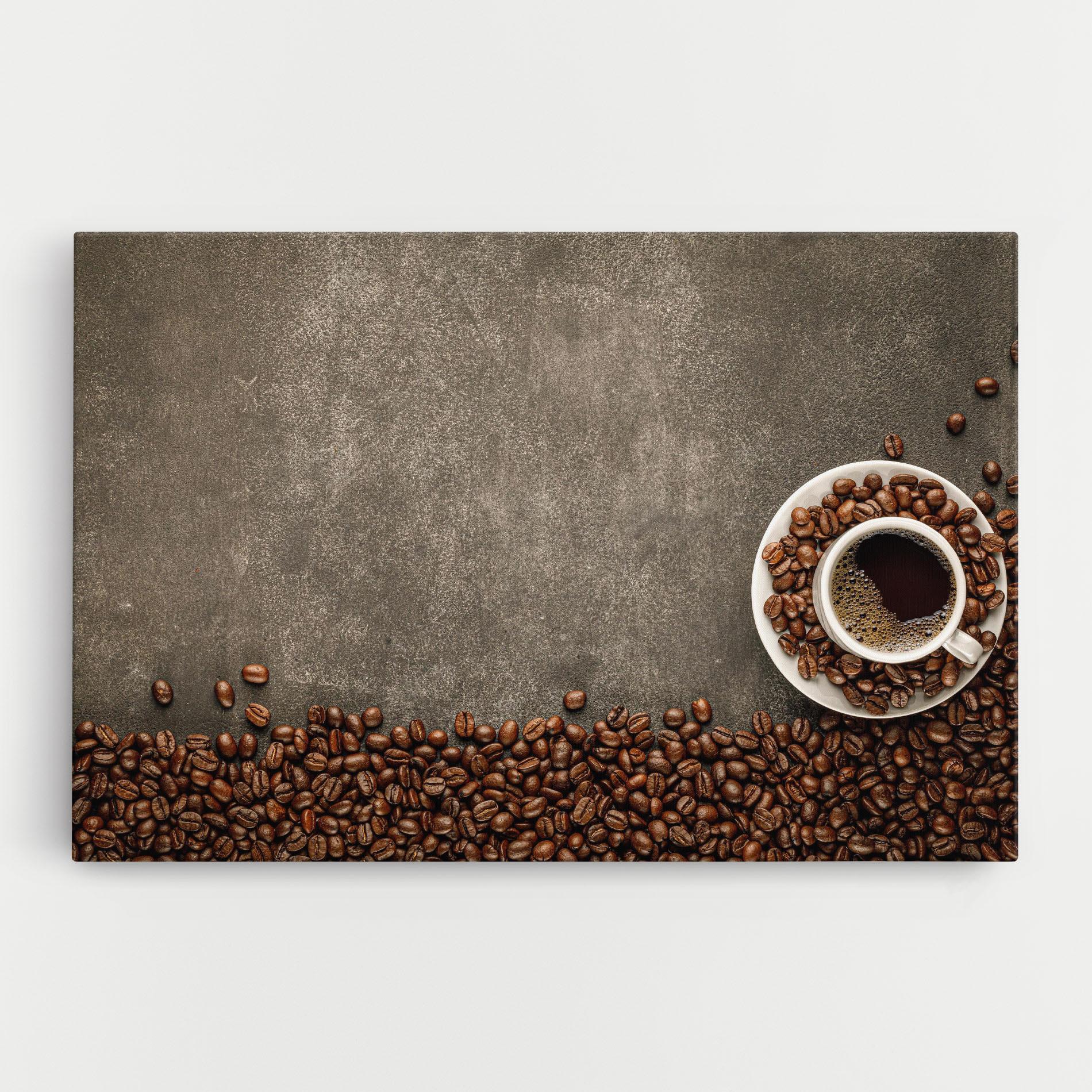 Leinwandbild Coffee On Grey Table mockup 0