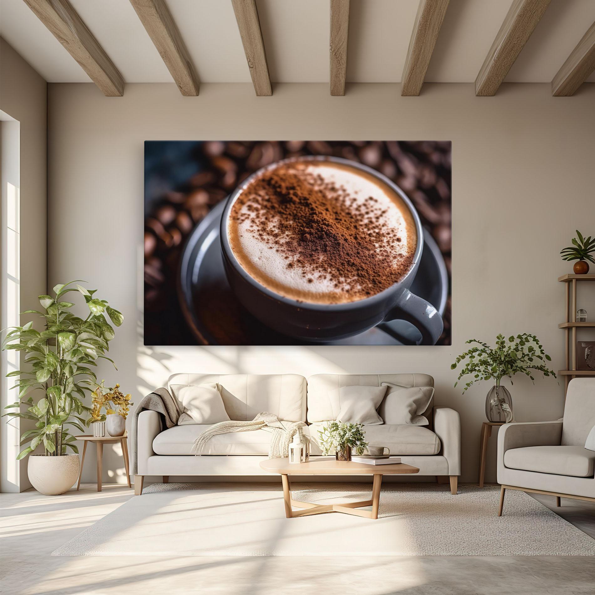 Leinwandbild Cappuccino Coffee Close Up mockup 6