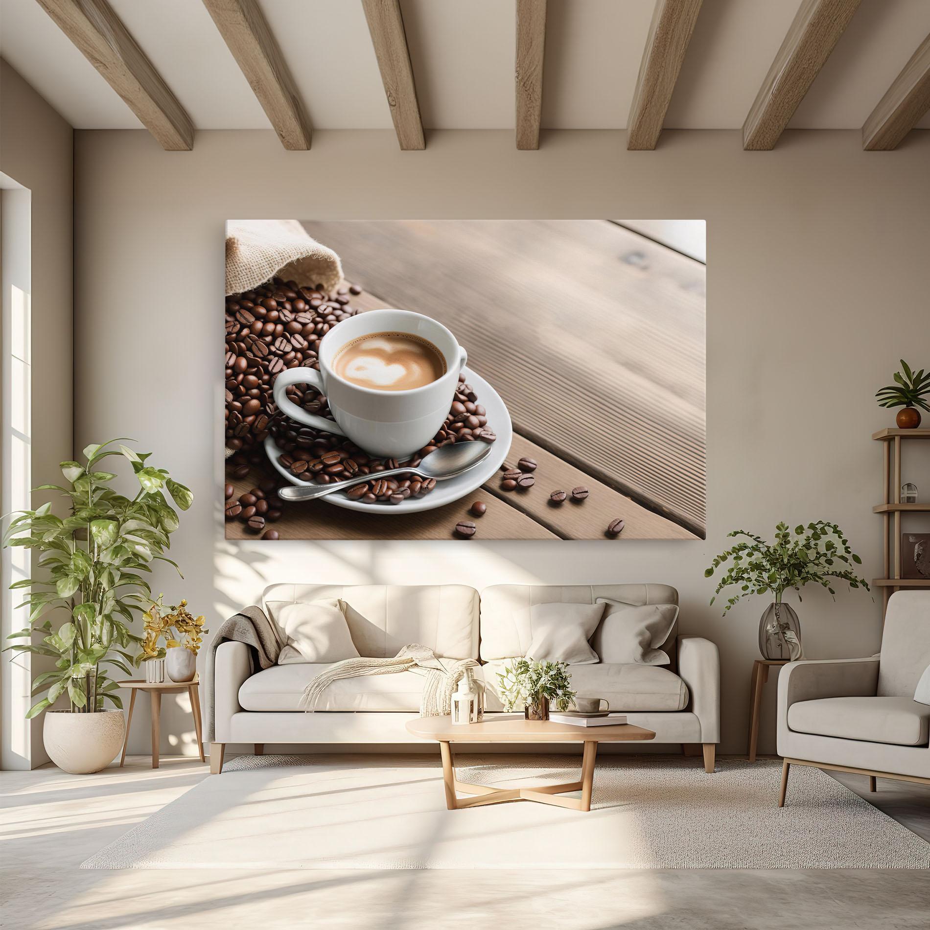 Leinwandbild Coffee On Table mockup 6