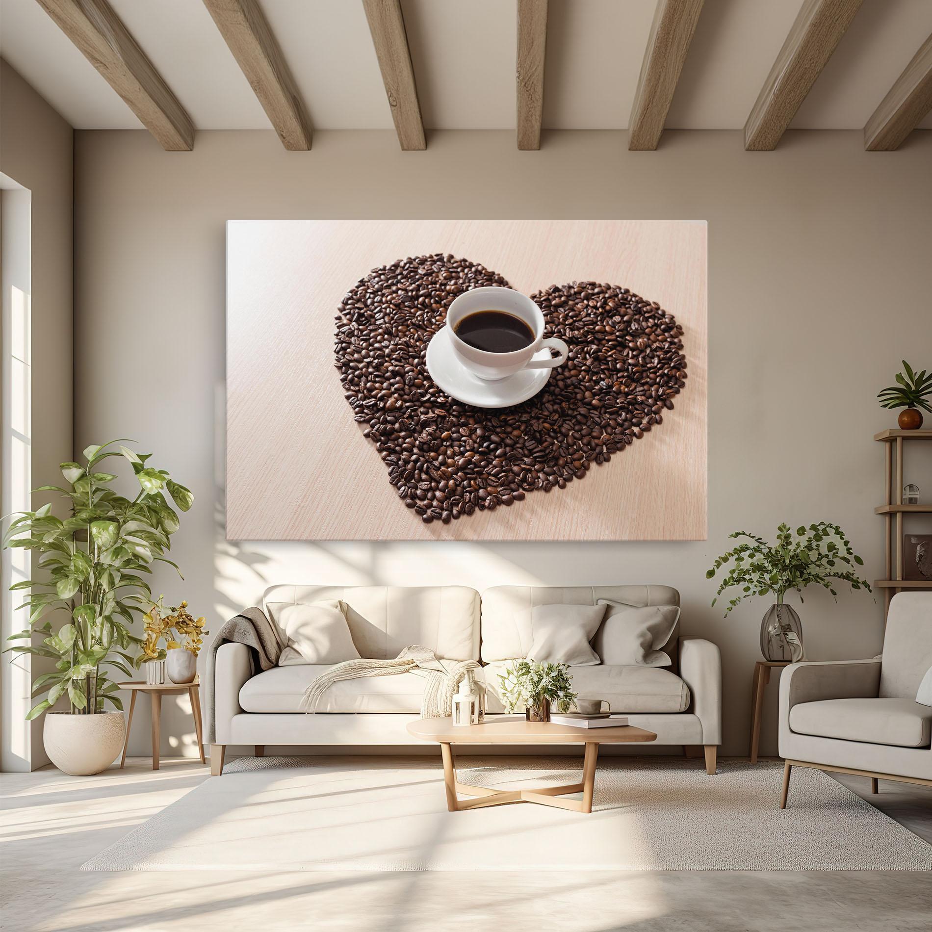 Leinwandbild Heart Coffee Beans mockup 6