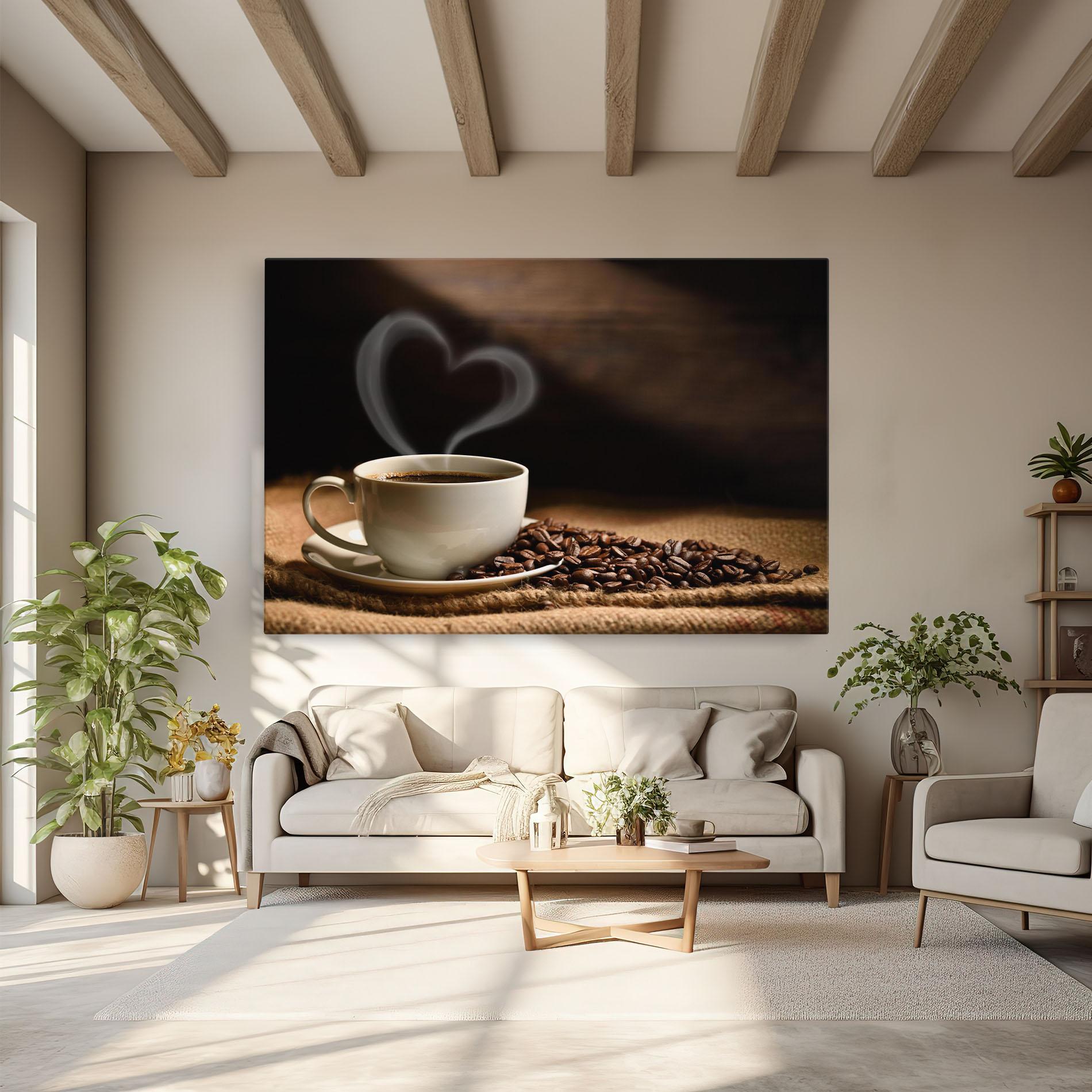 Leinwandbild Heart Coffee Smoke mockup 6