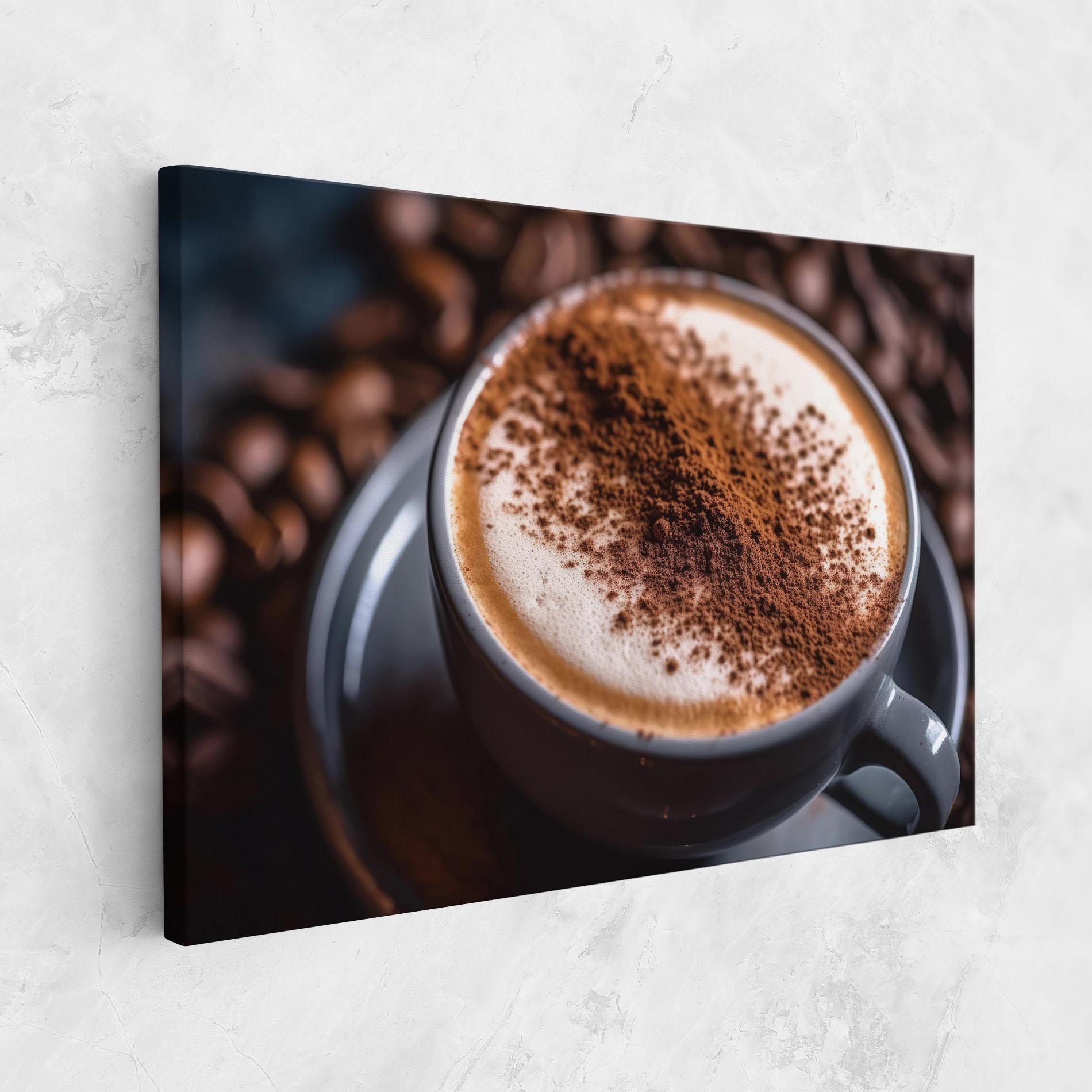 Leinwandbild Cappuccino Coffee Close Up mockup 1