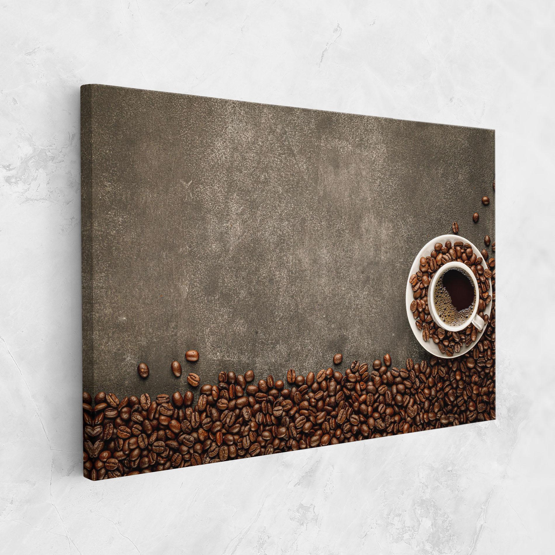 Leinwandbild Coffee On Grey Table mockup 1