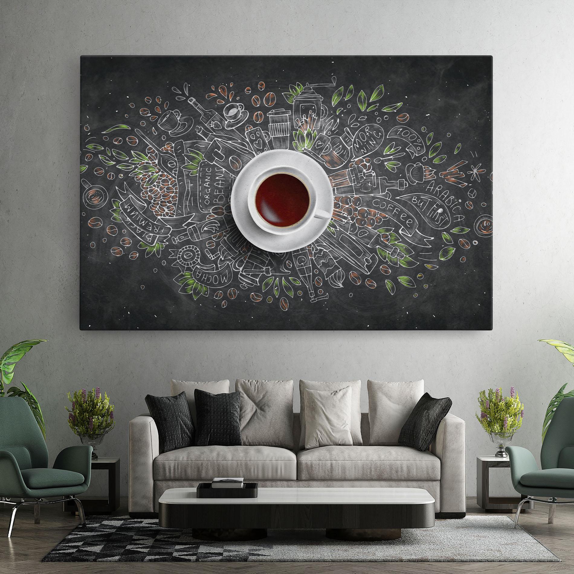 Leinwandbild Black Board Coffee mockup 7