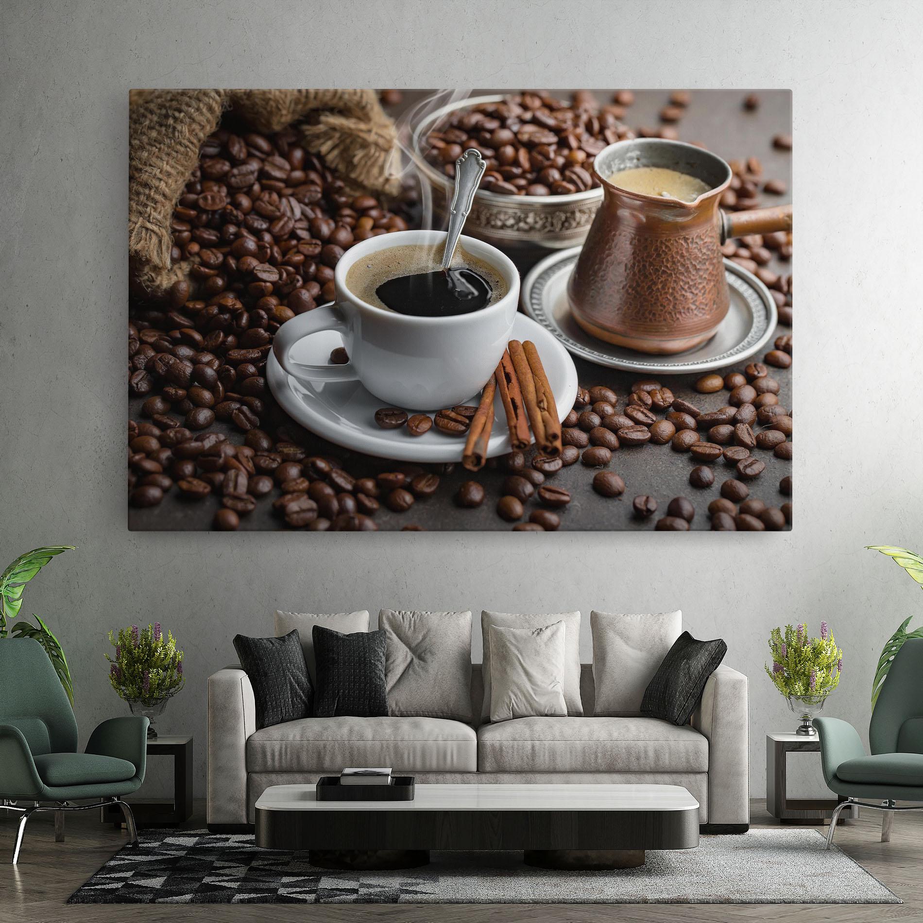 Leinwandbild Black Coffee Beans mockup 7