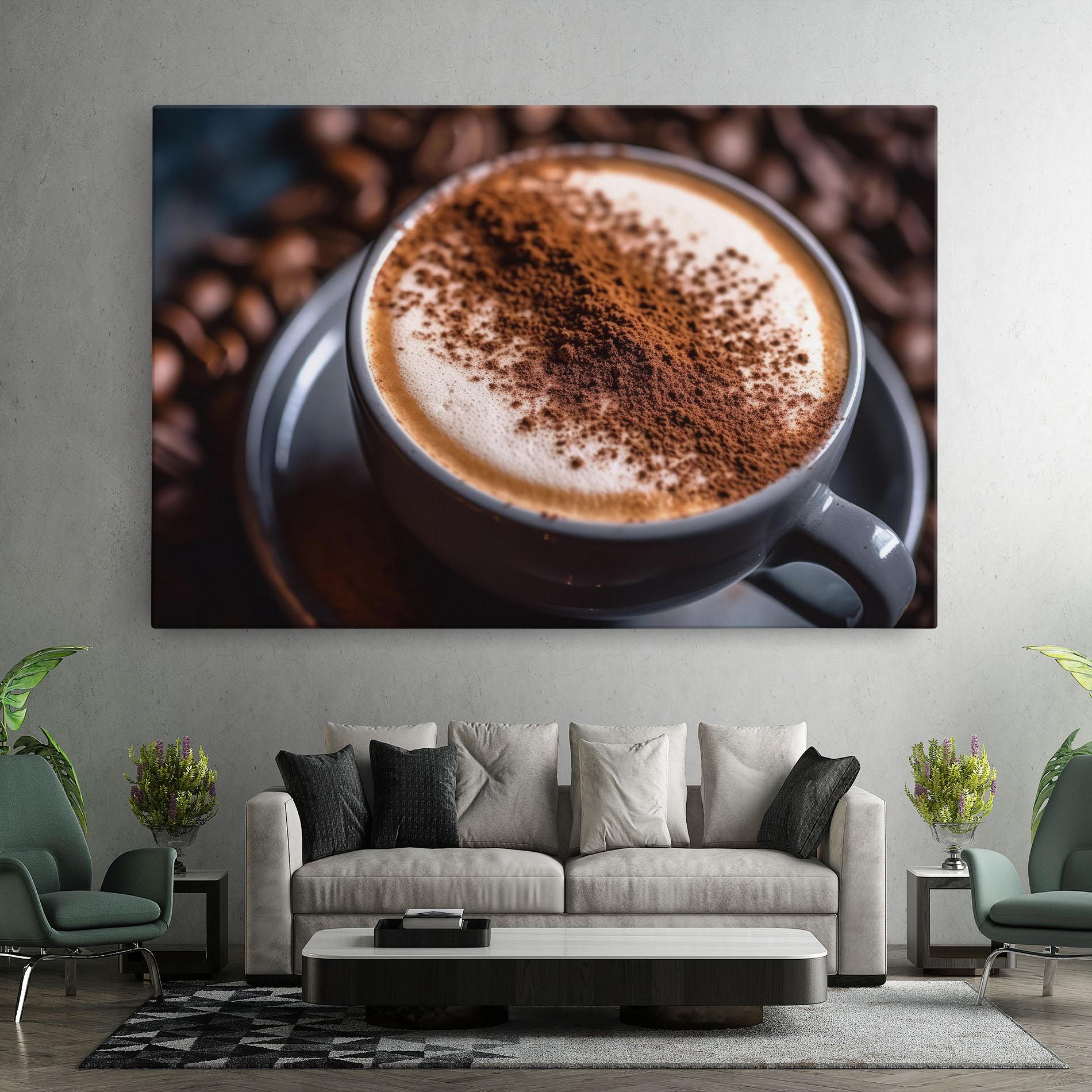 Leinwandbild Cappuccino Coffee Close Up mockup 7