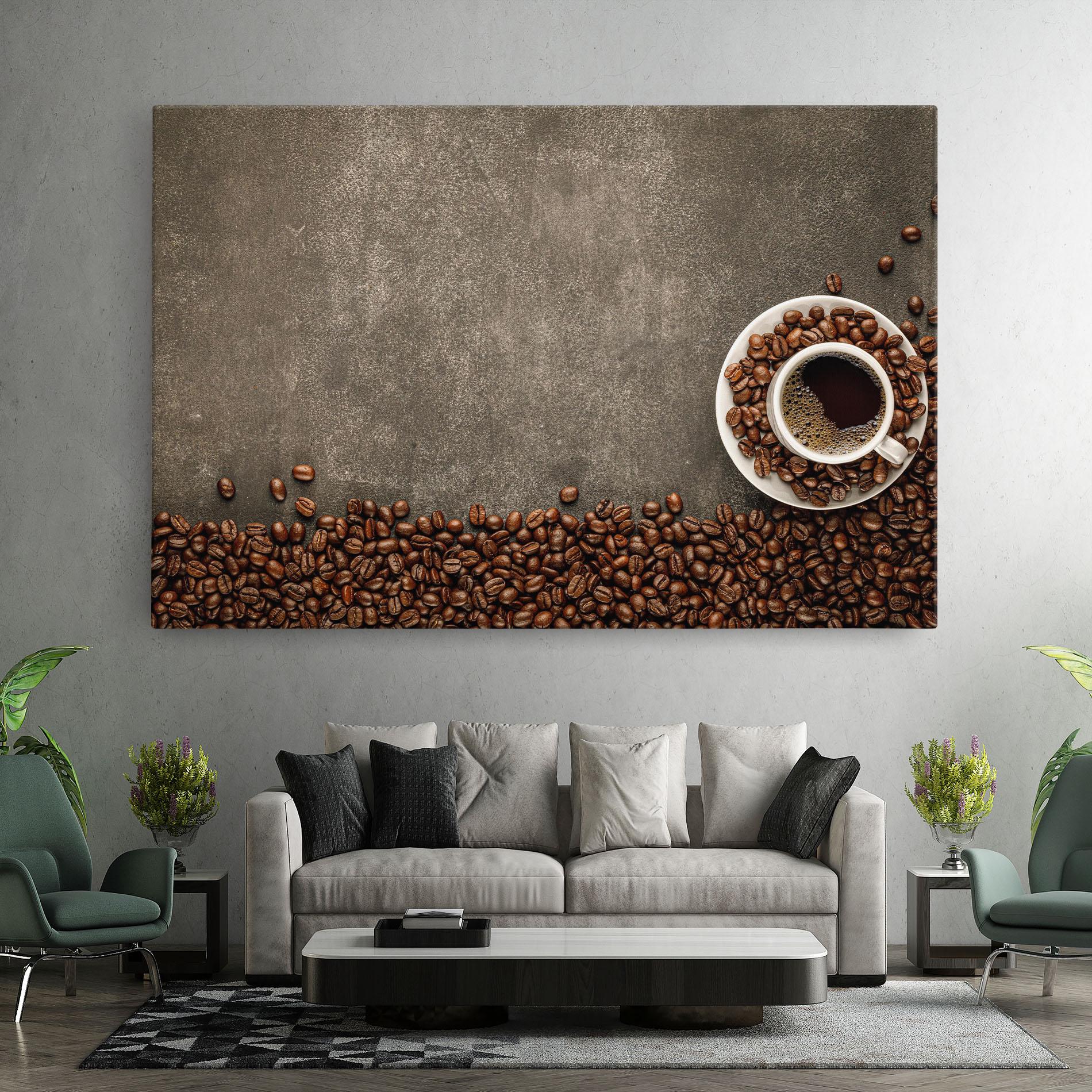Leinwandbild Coffee On Grey Table mockup 7
