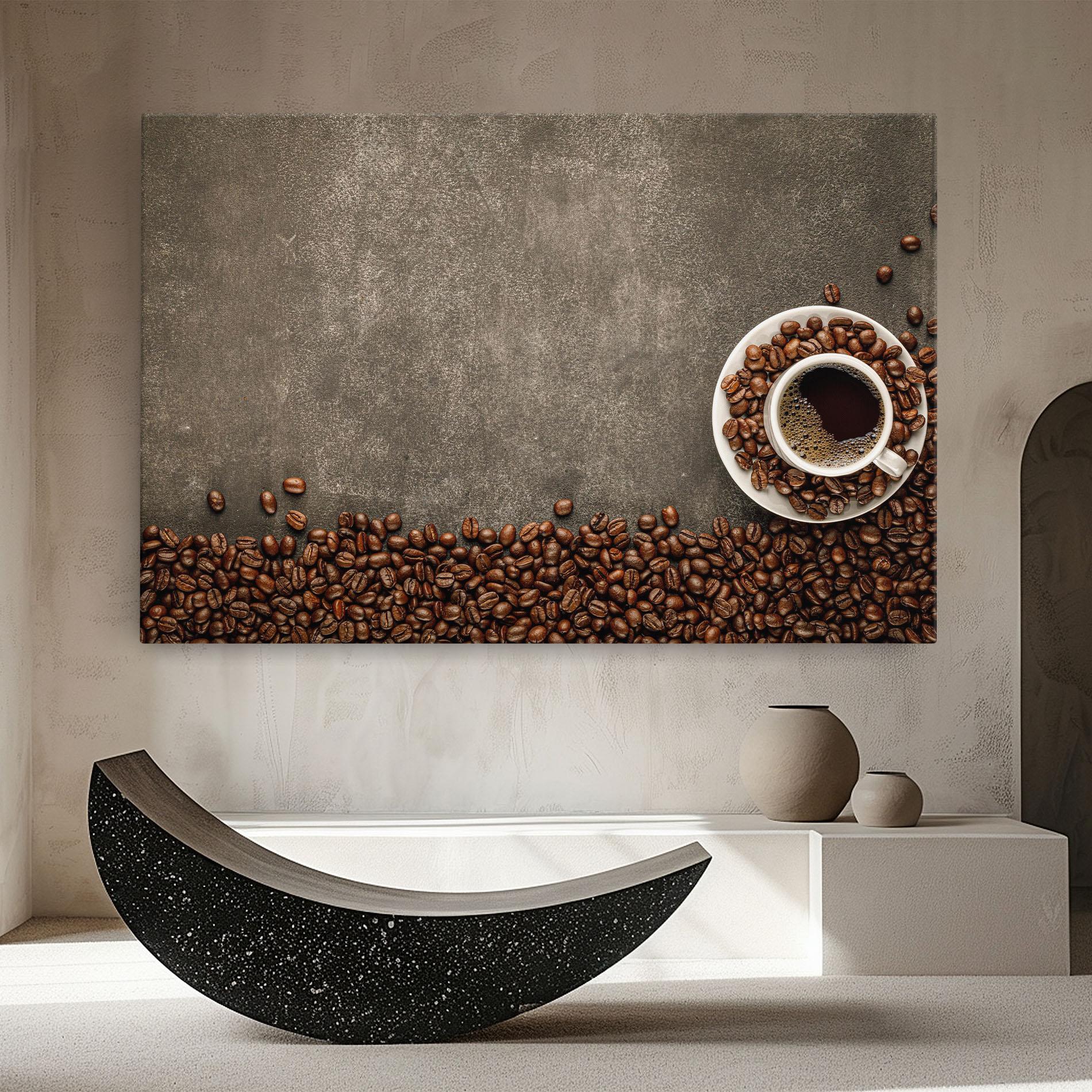 Leinwandbild Coffee On Grey Table mockup 8