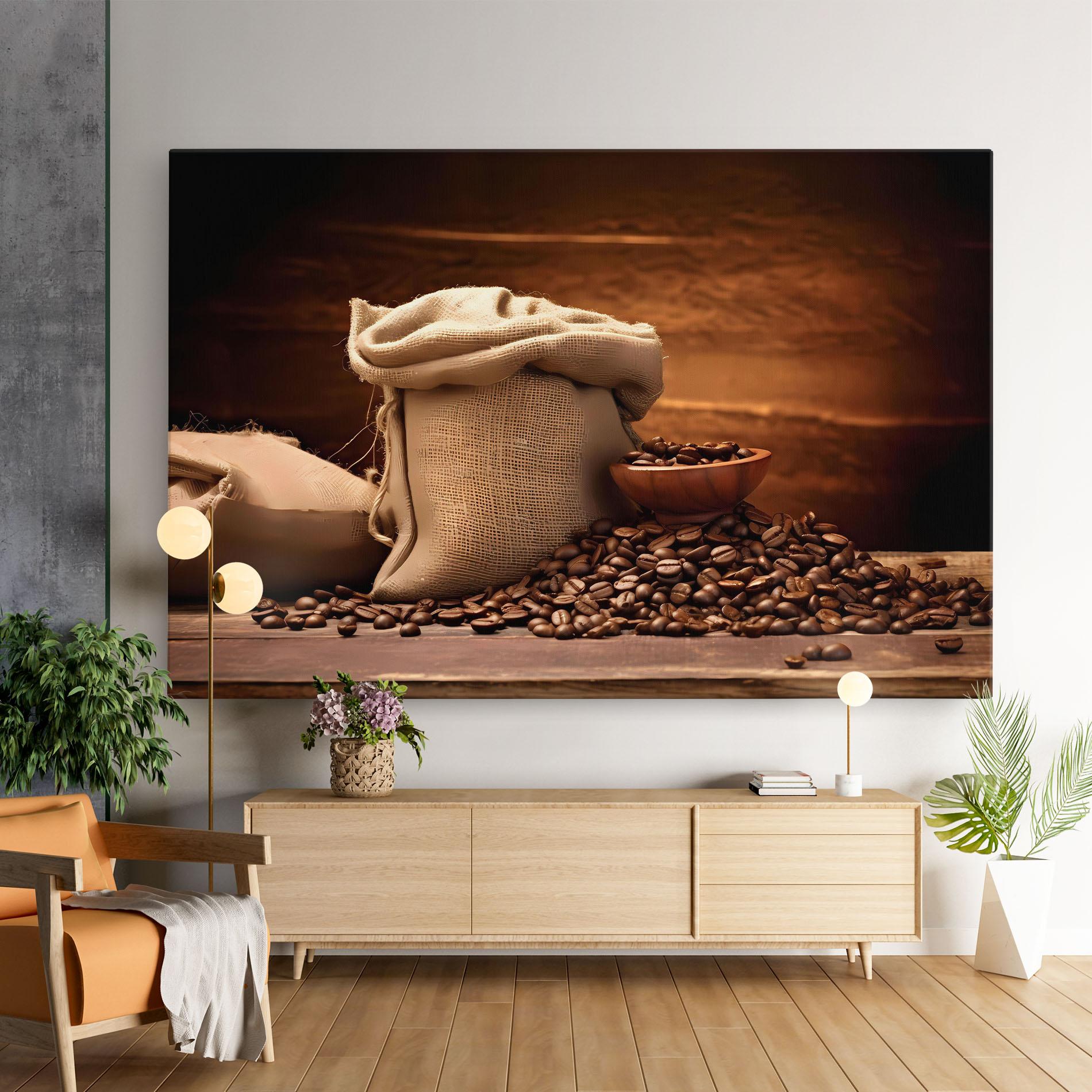 Leinwandbild Big Bag Of Coffee Beans mockup 9