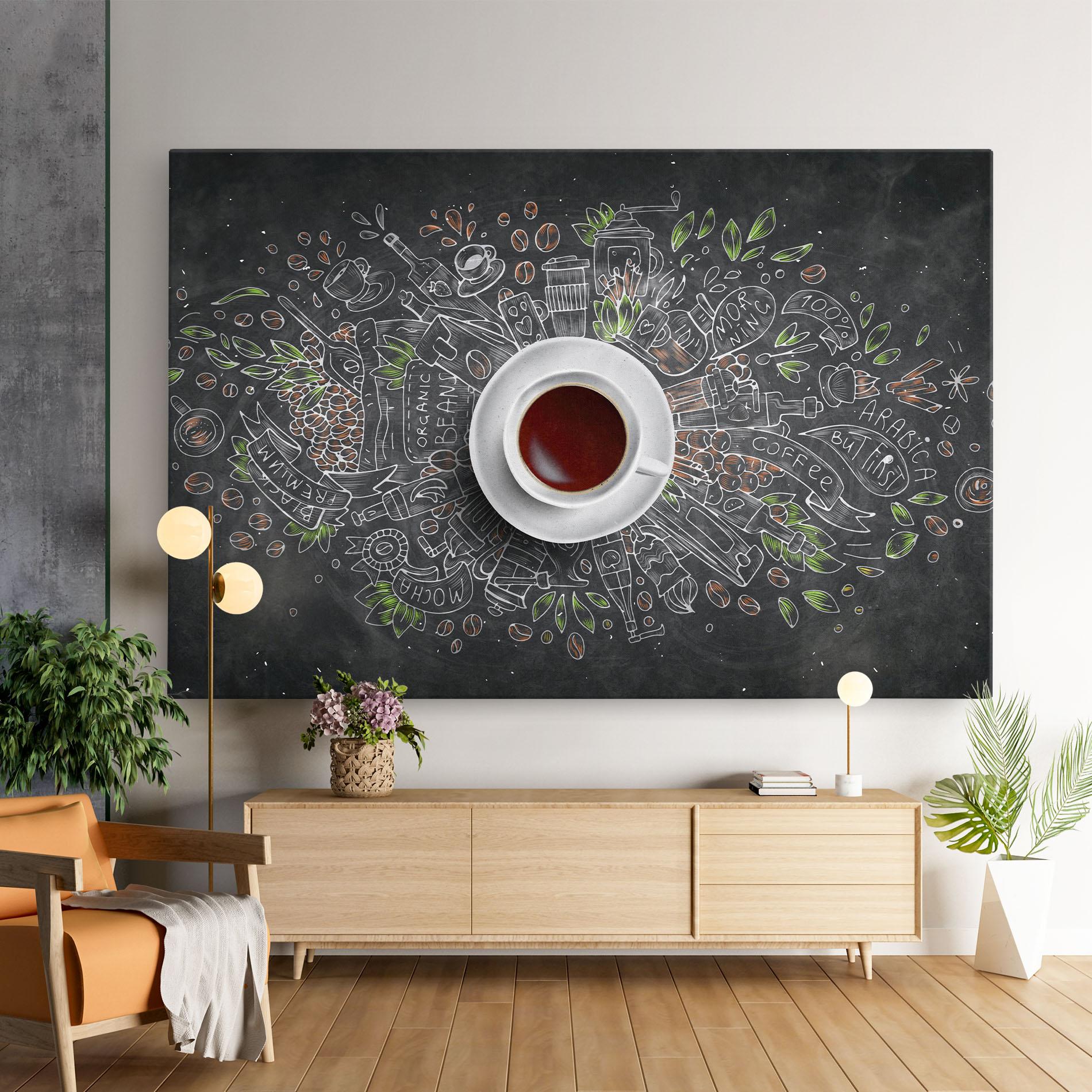 Leinwandbild Black Board Coffee mockup 9