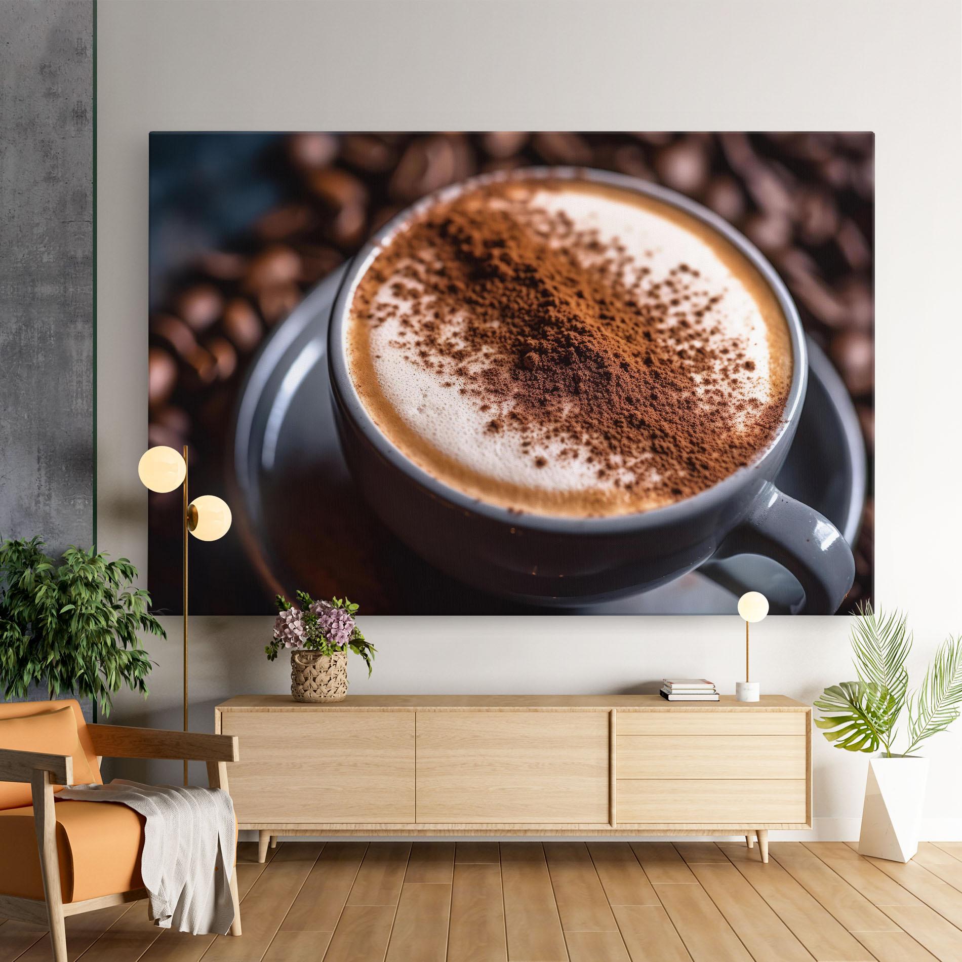Leinwandbild Cappuccino Coffee Close Up mockup 9