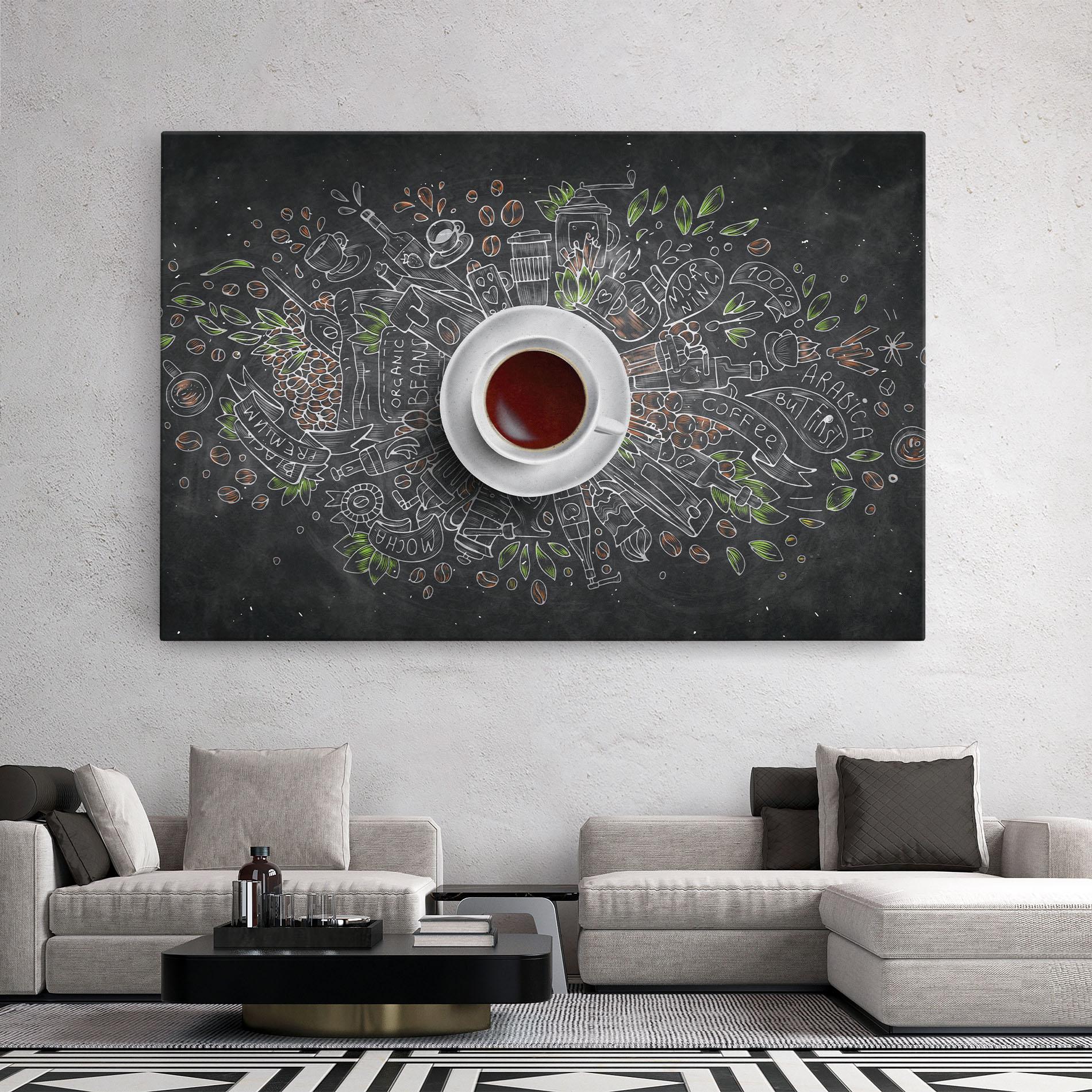 Leinwandbild Black Board Coffee mockup 2