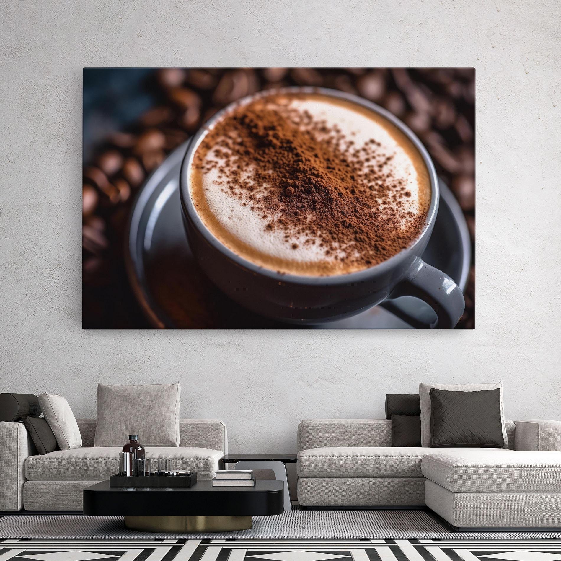 Leinwandbild Cappuccino Coffee Close Up mockup 2