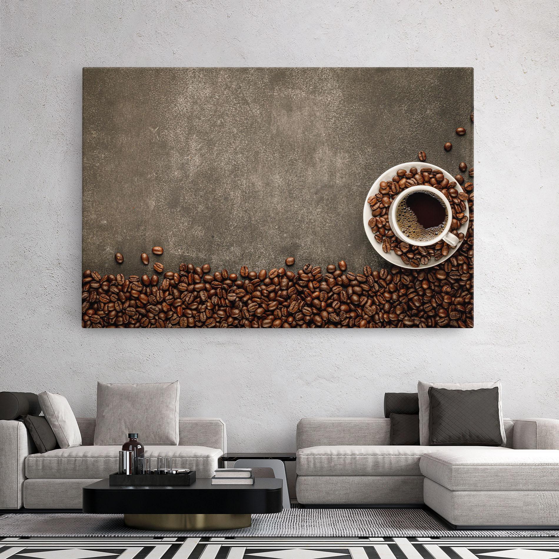 Leinwandbild Coffee On Grey Table mockup 2