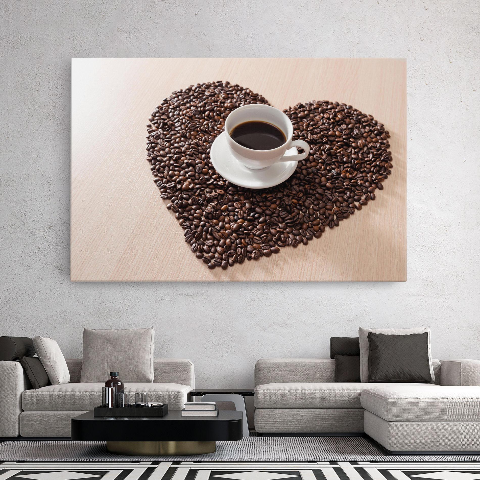 Leinwandbild Heart Coffee Beans mockup 2