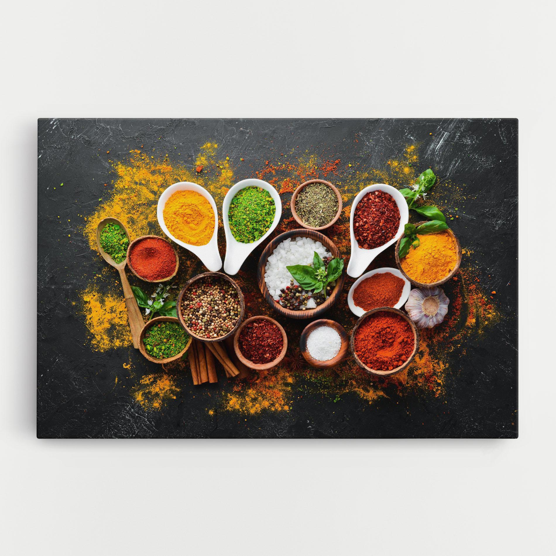 Leinwandbild Colorful Herbs Spices mockup 0